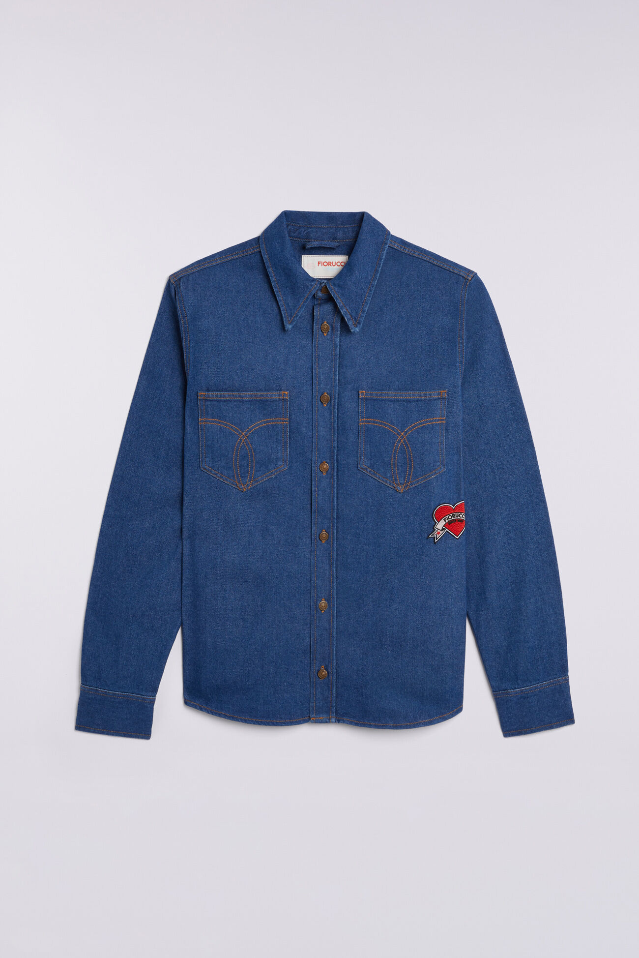 Patch Denim Shirt Blue