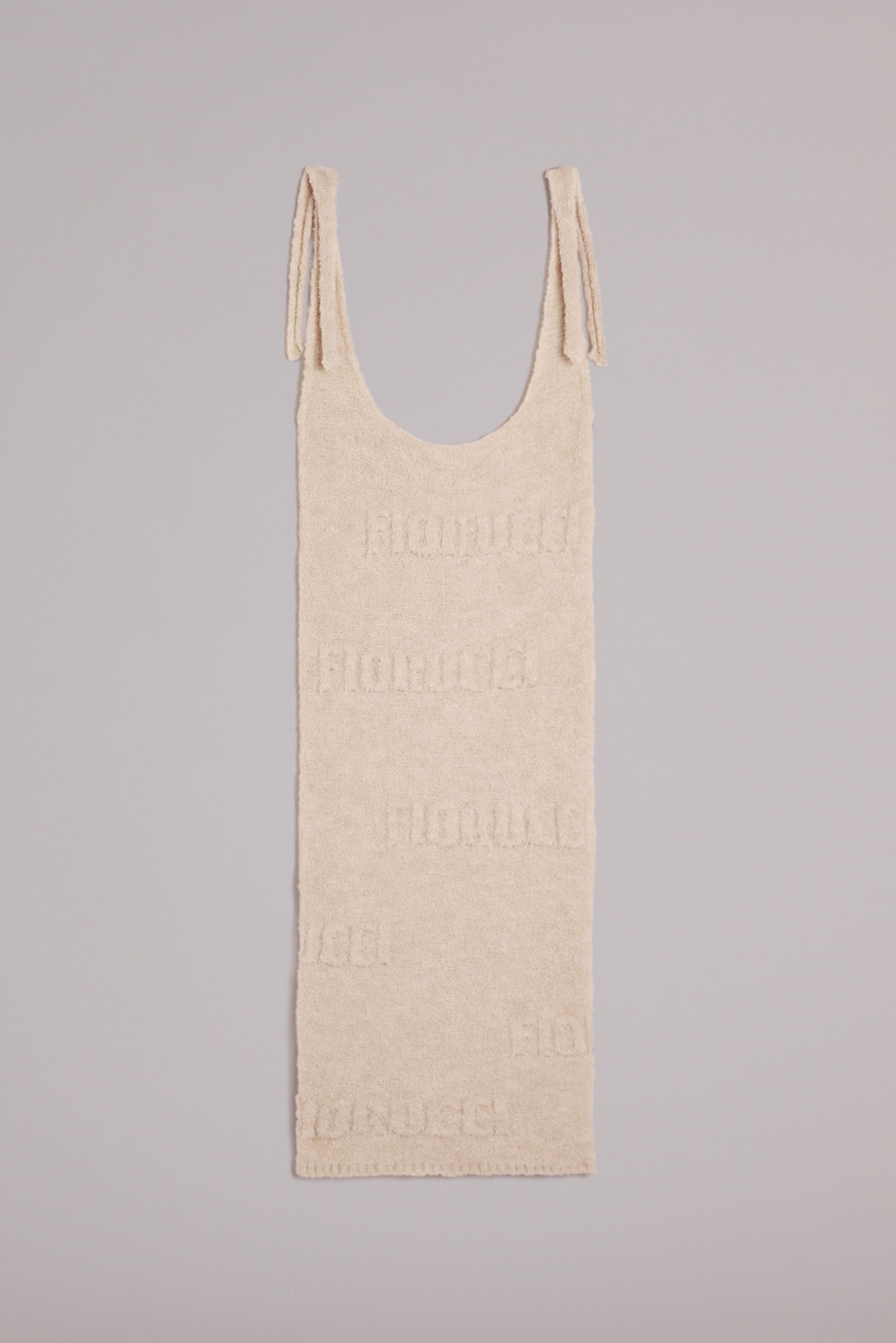 Embossed Logo Knit Midi Dress Cream
