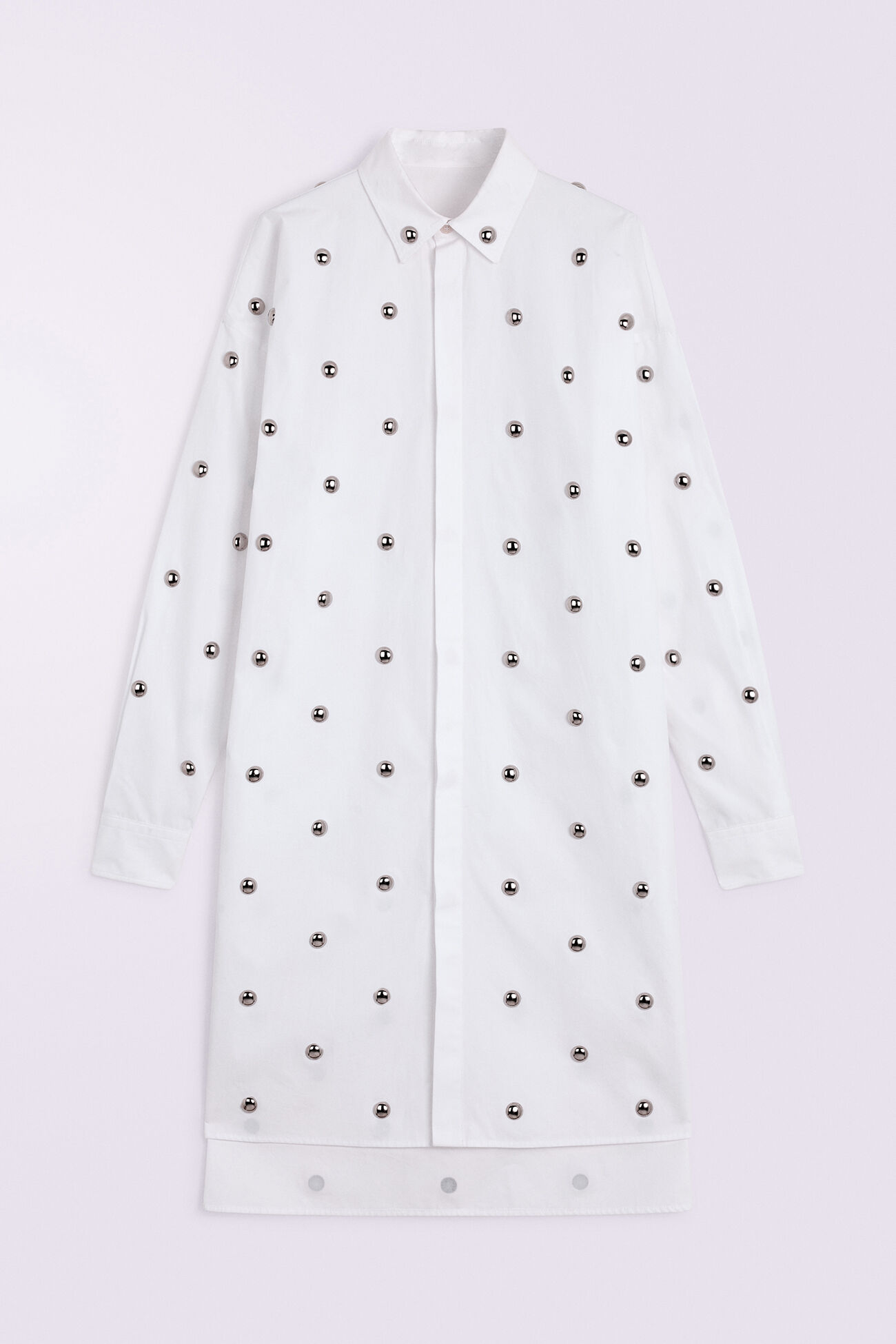 Stud Midi Shirt Dress White