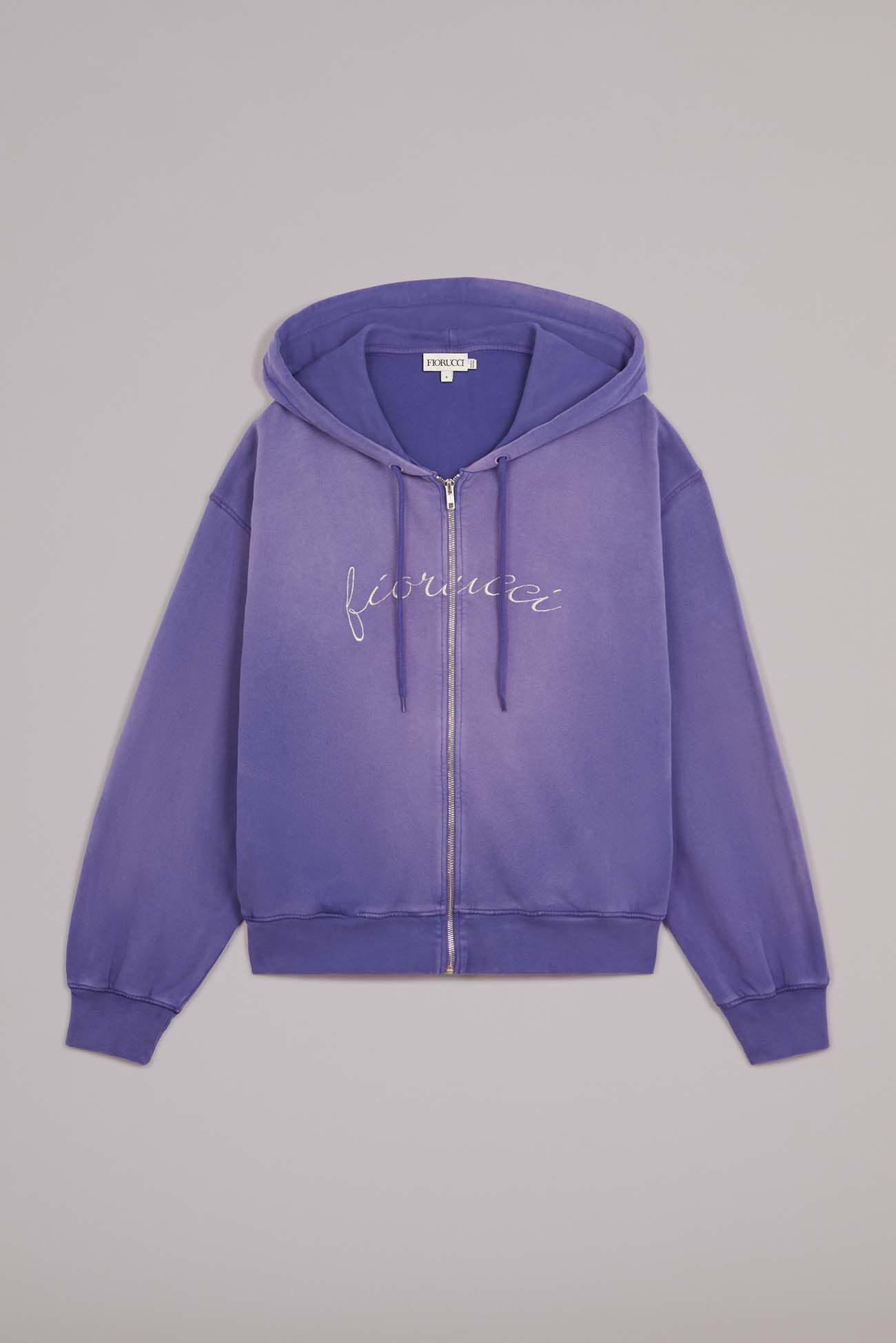 Embroidered Logo Ombre Zip-Up Hoodie Purple | Fiorucci | Fiorucci