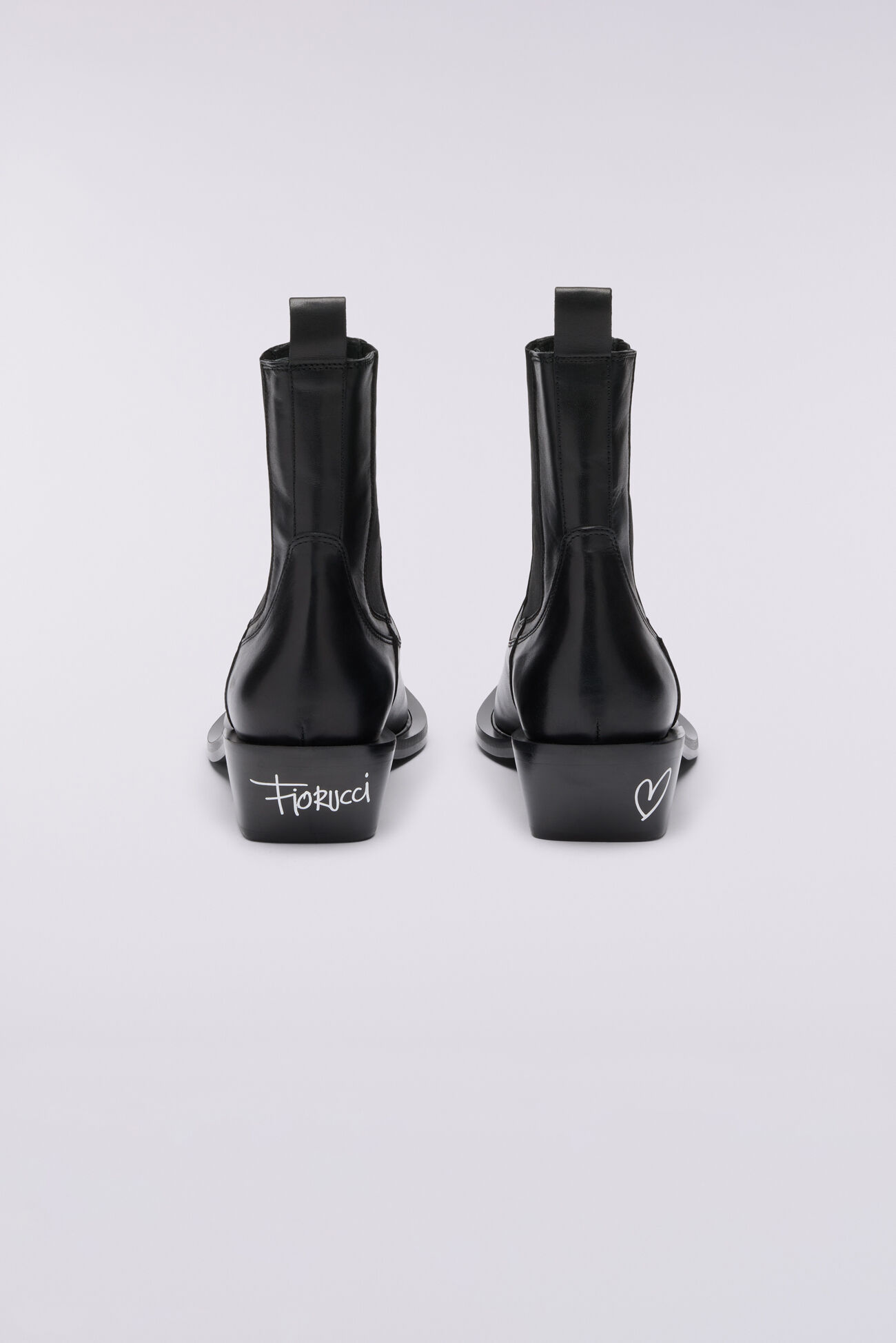 Men's Heart Leather Boots Black