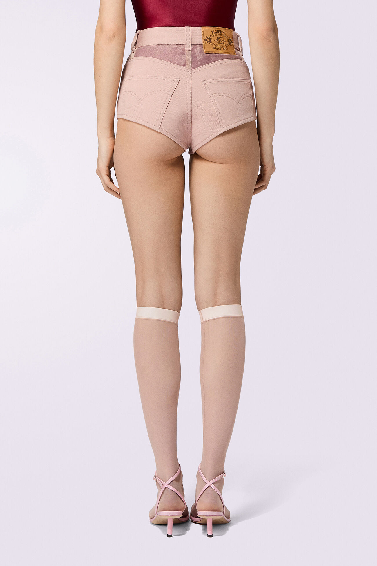Denim Hot Pant Shorts Pink