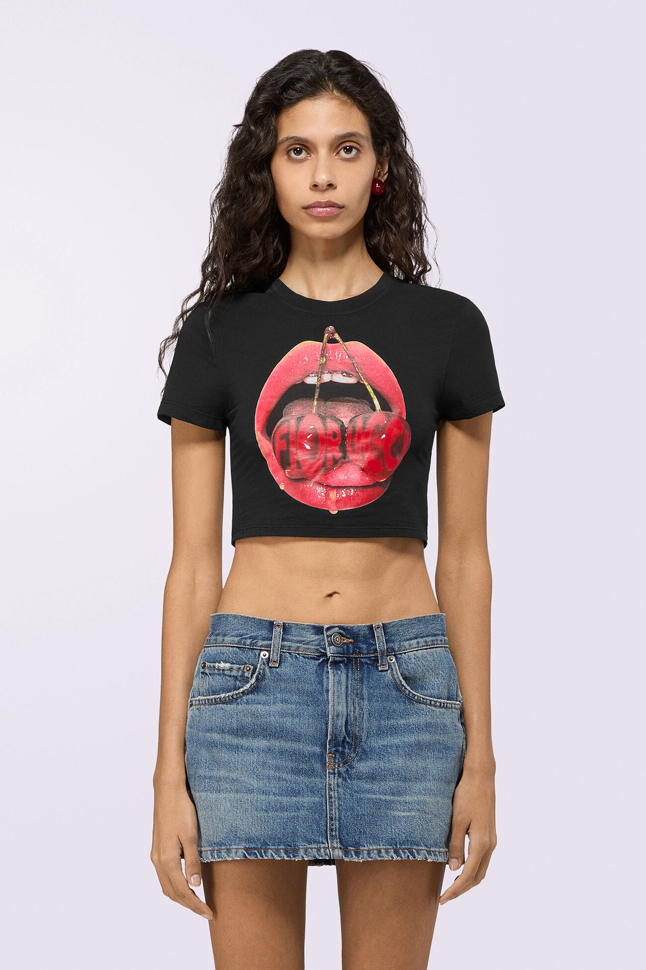 Cherry Mouth Graphic Baby T-Shirt Black