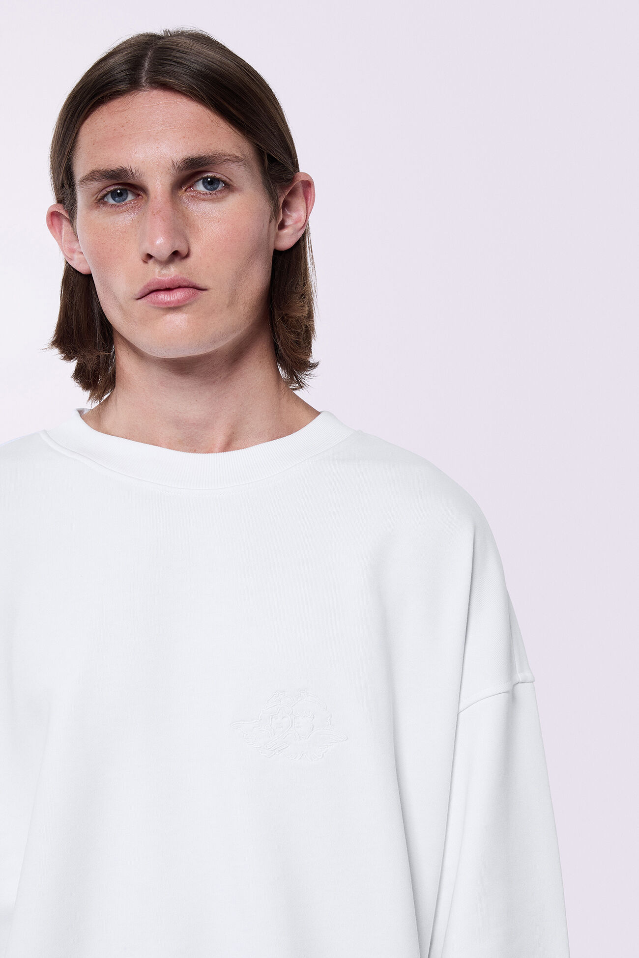 Unisex Angels Embroidered Sweatshirt White