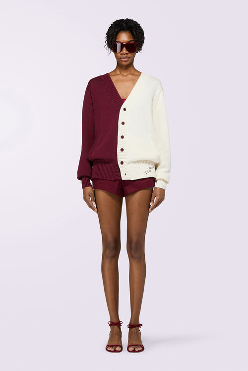 Open Back Knit Cardigan Red