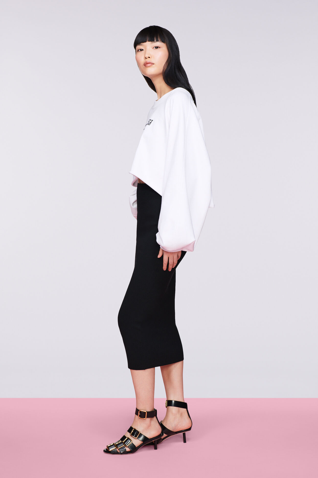 Heart Knit Midi Skirt Black