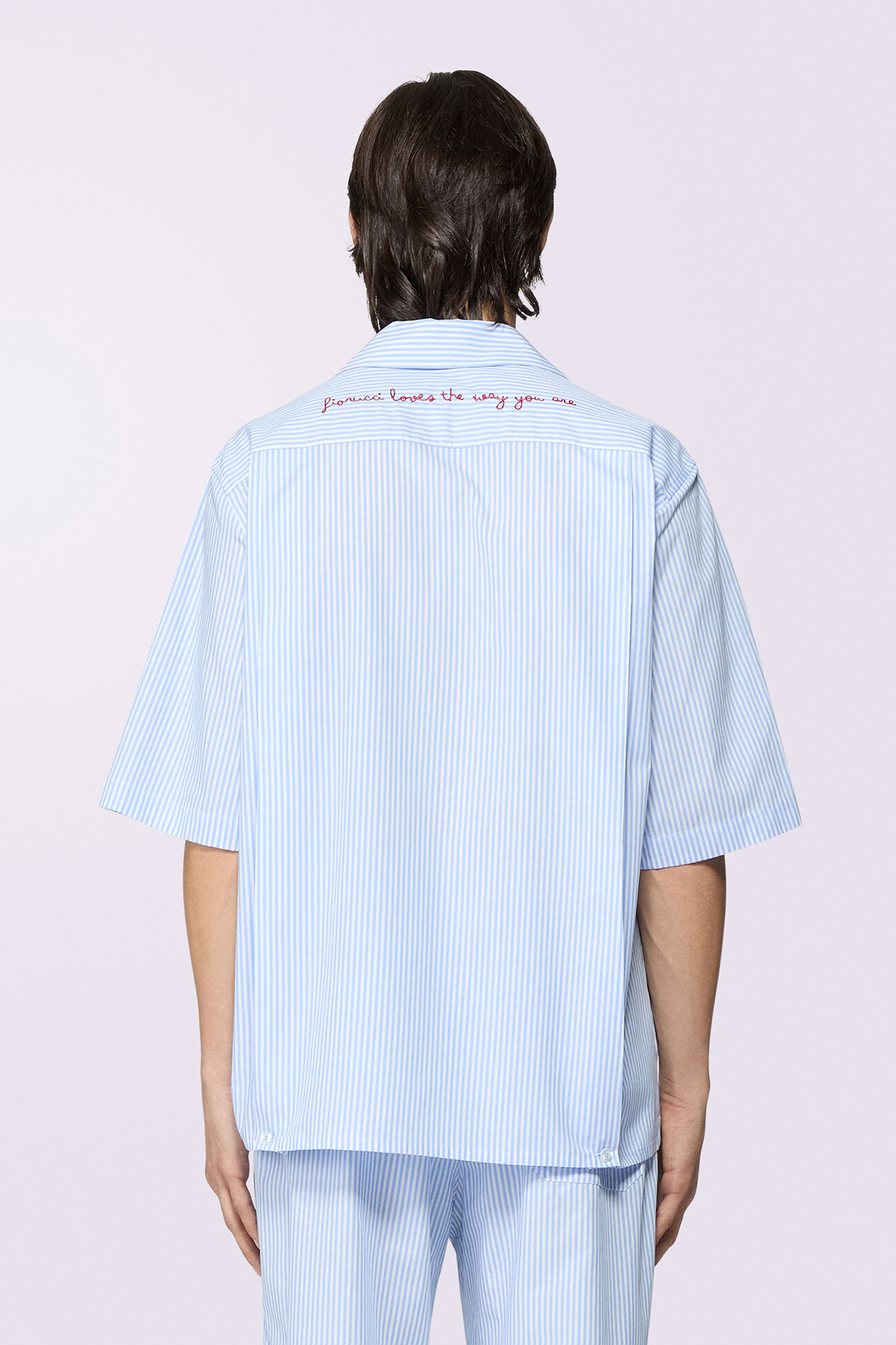 Logo Stripe Bowling Shirt Blue