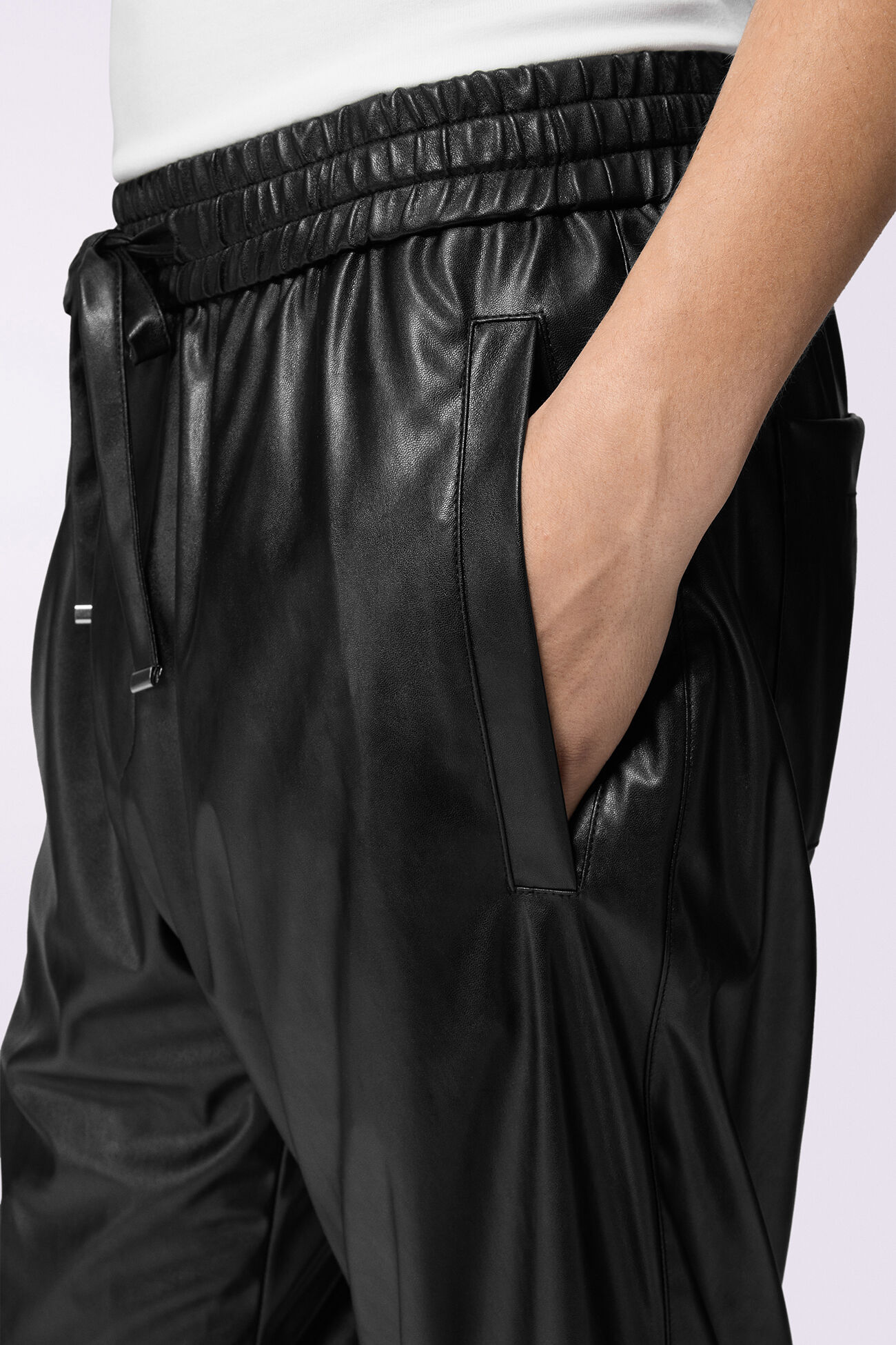 Unisex Faux Leather Joggers Black