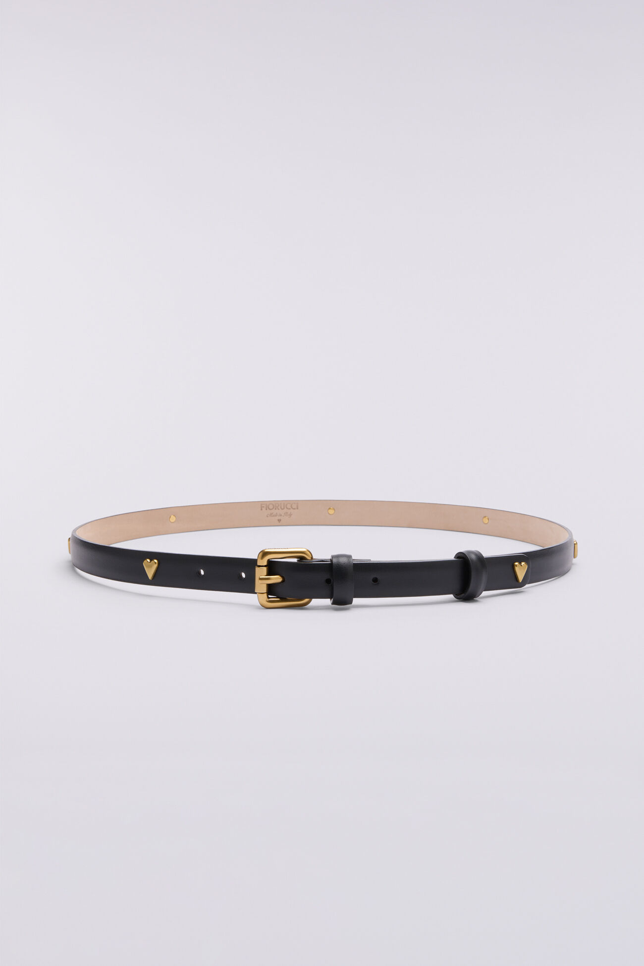 Heart Stud Leather Belt Black
