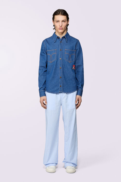 Patch Denim Shirt Blue