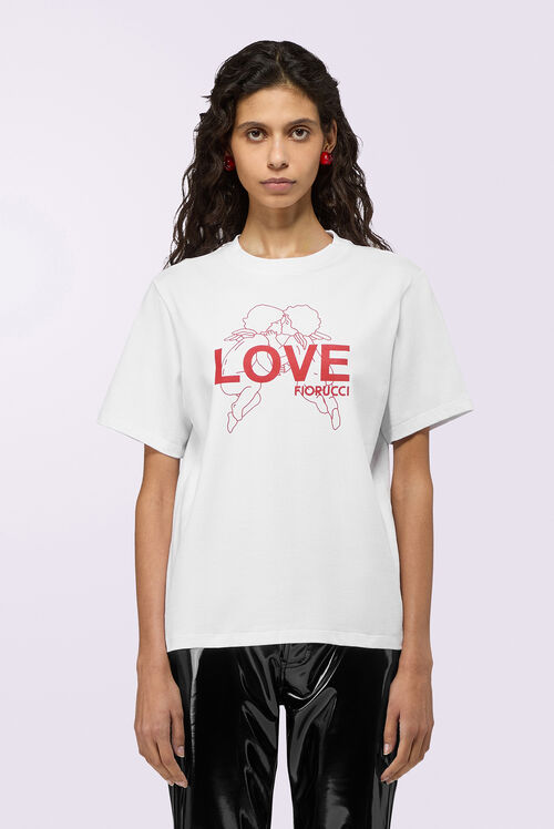 Kissing Angels Love Print Regular T-Shirt White