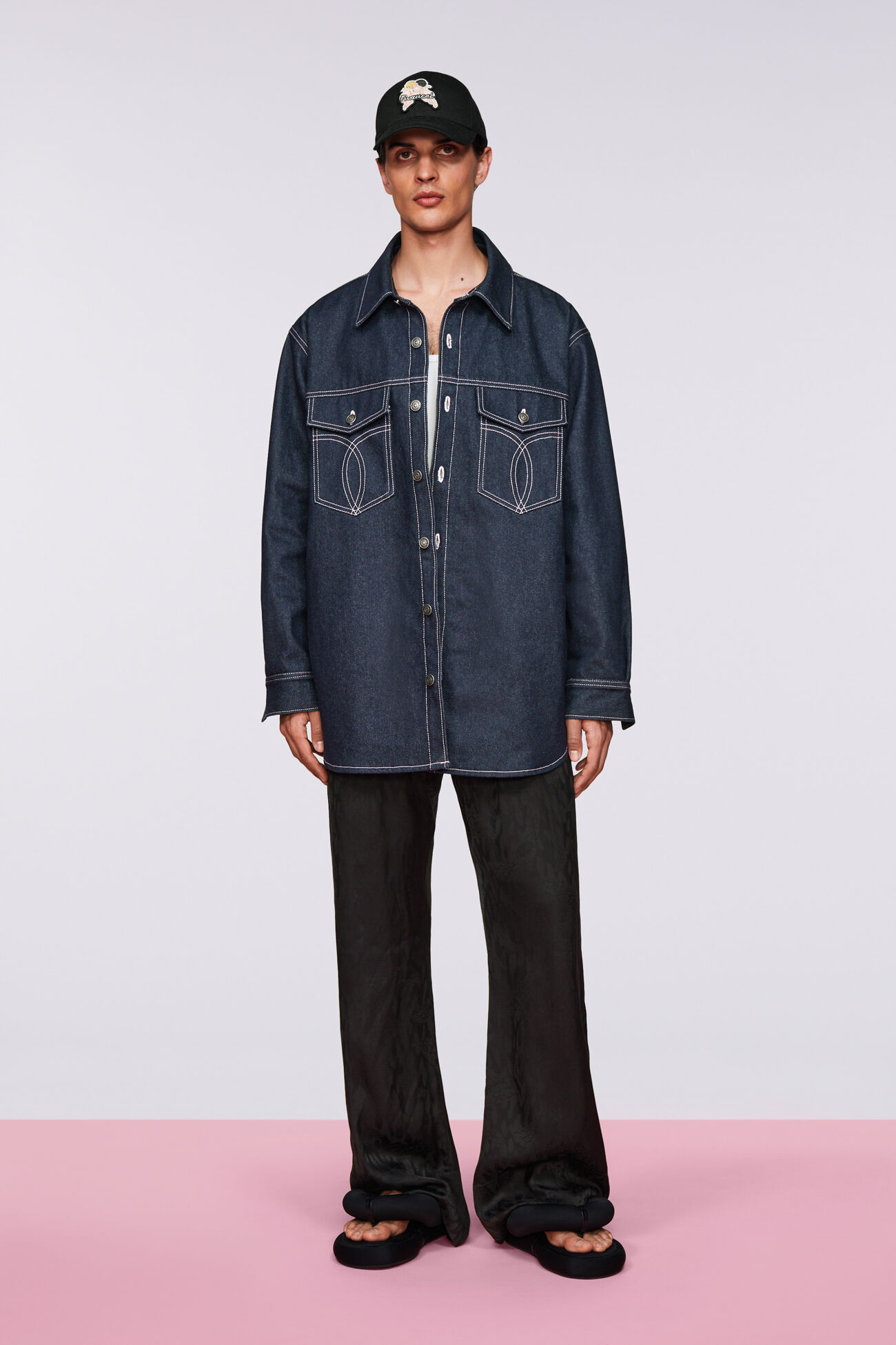 Embroidered Denim Overshirt Indigo