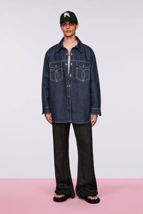 Embroidered Denim Overshirt Indigo