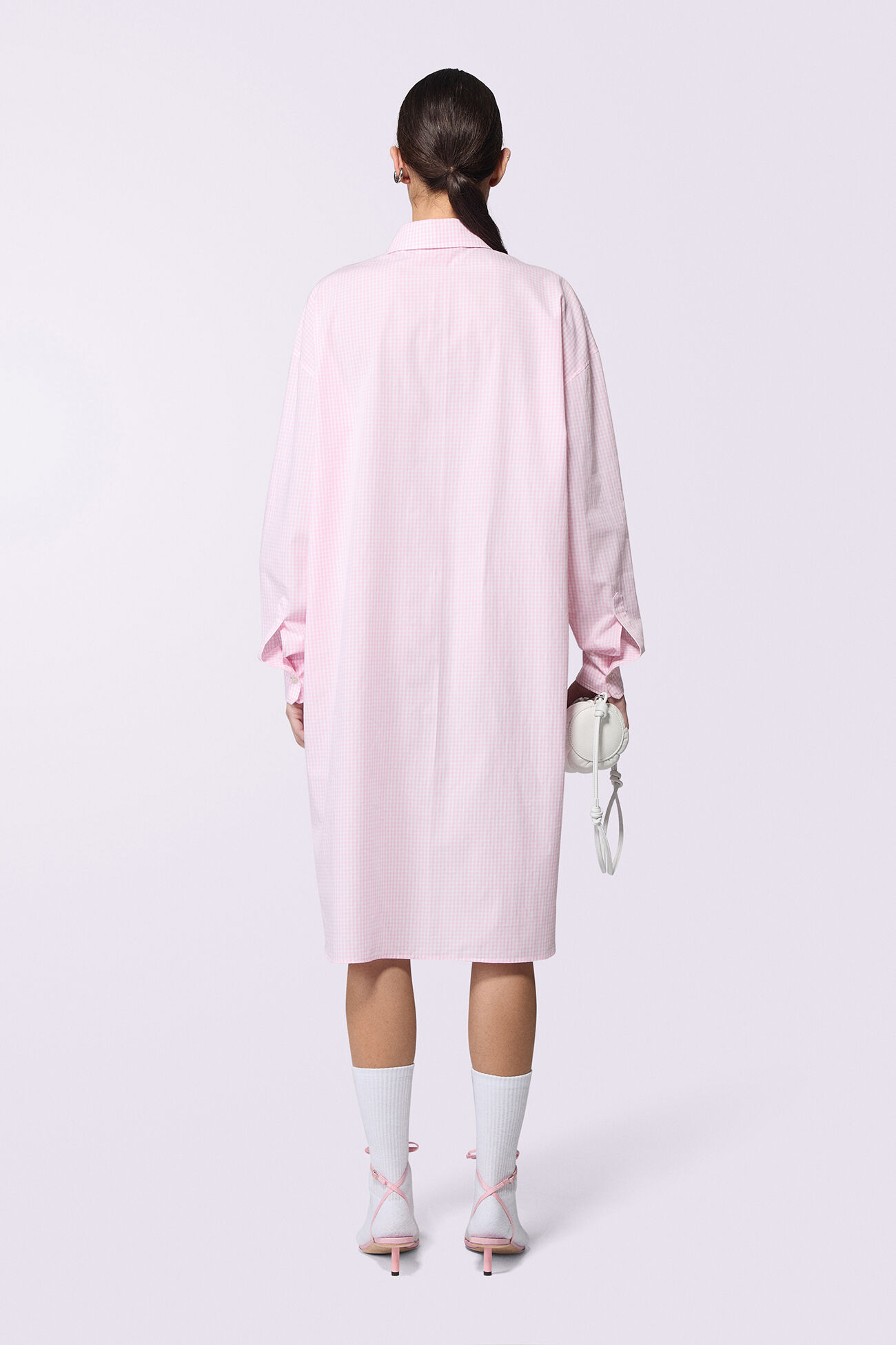 Gingham Midi Shirt Dress Pink