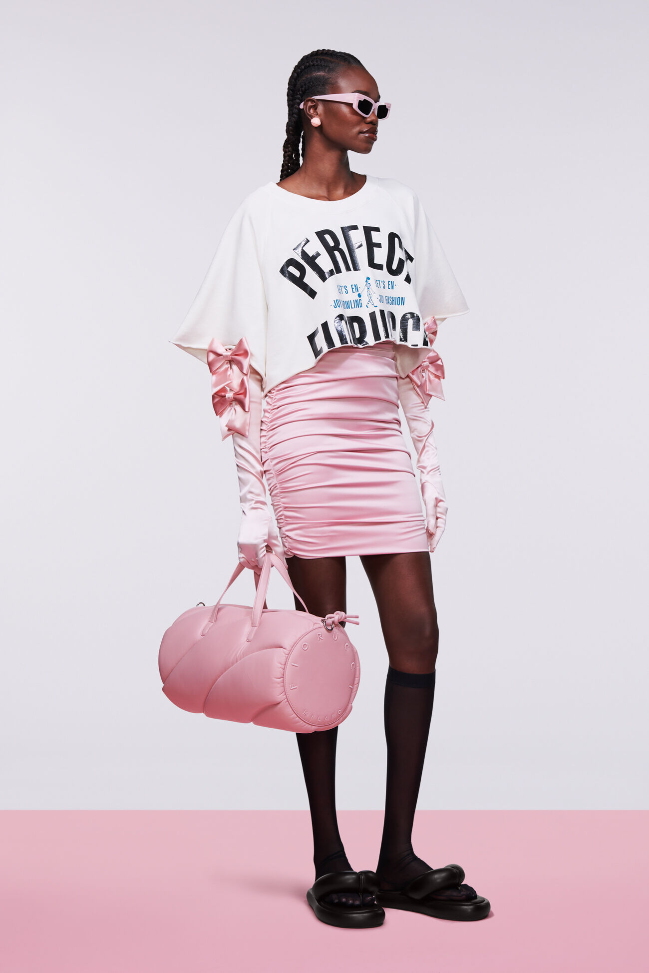 Mella Leather Duffle Bag Pink