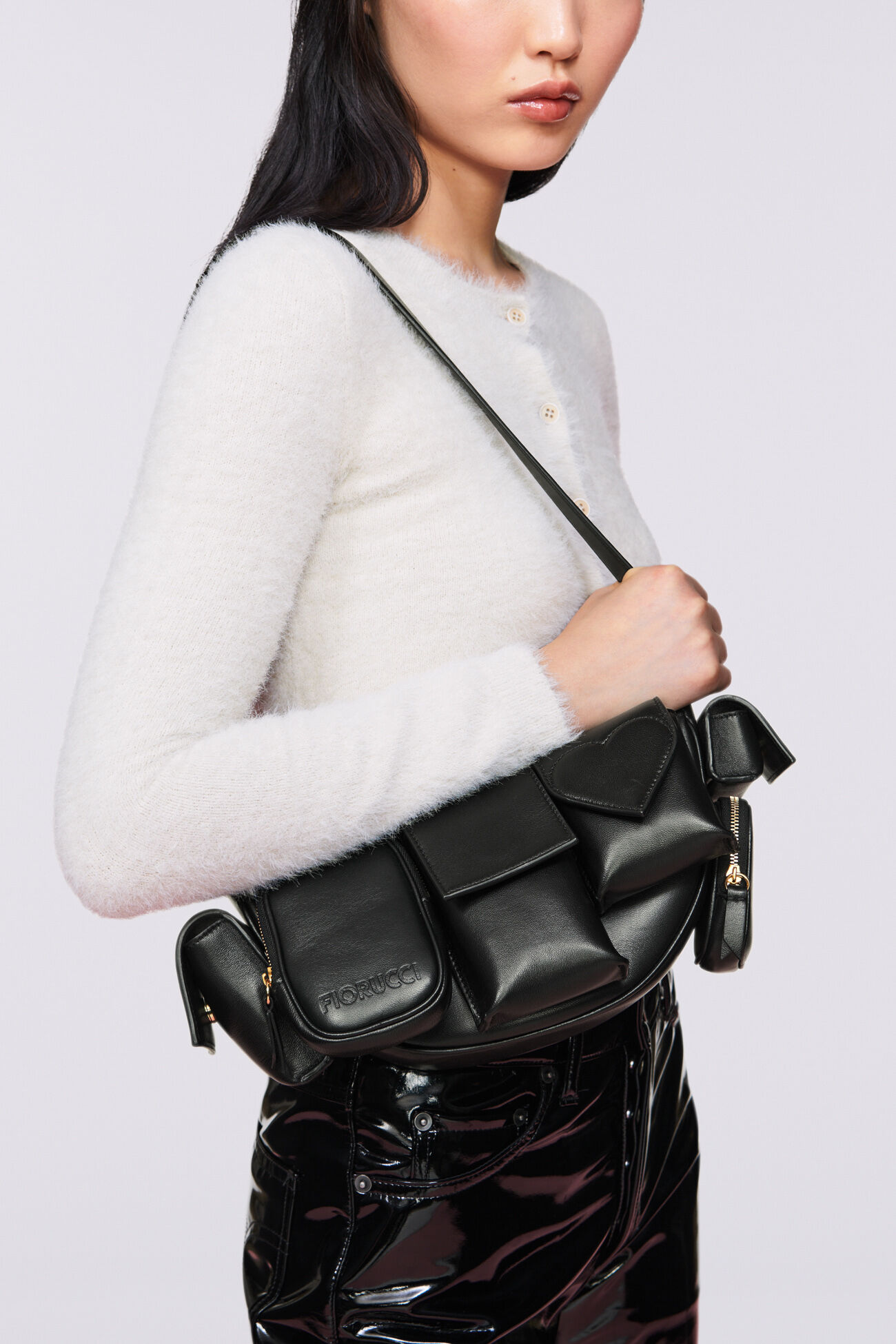 Super Pocket Leather Bag Black