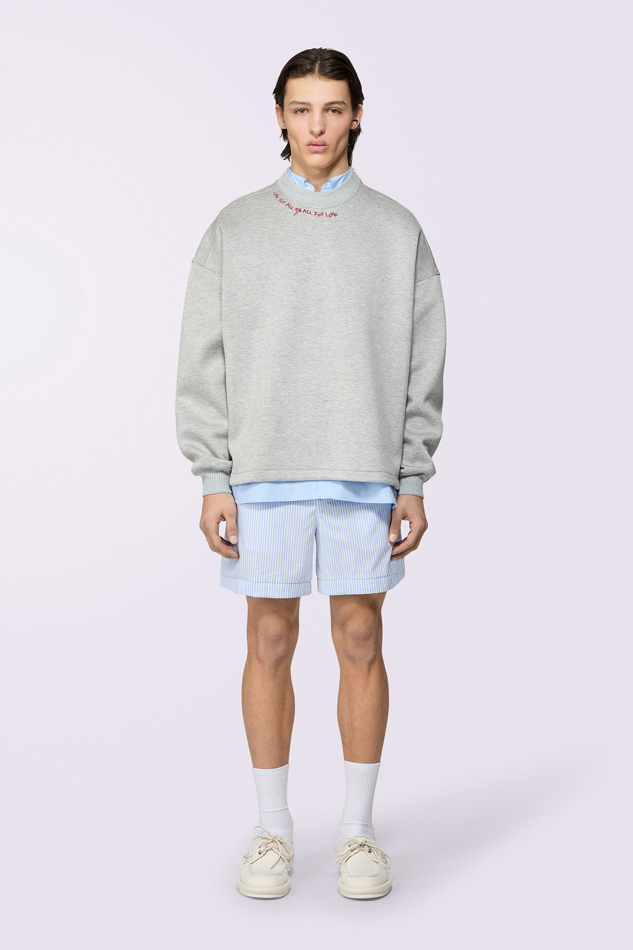 Unisex Logo Stripe Shorts Blue