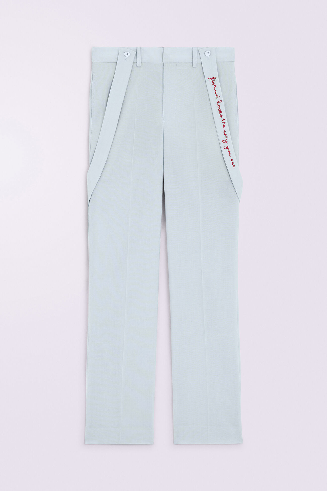 Embroidered Suspender Trousers Blue