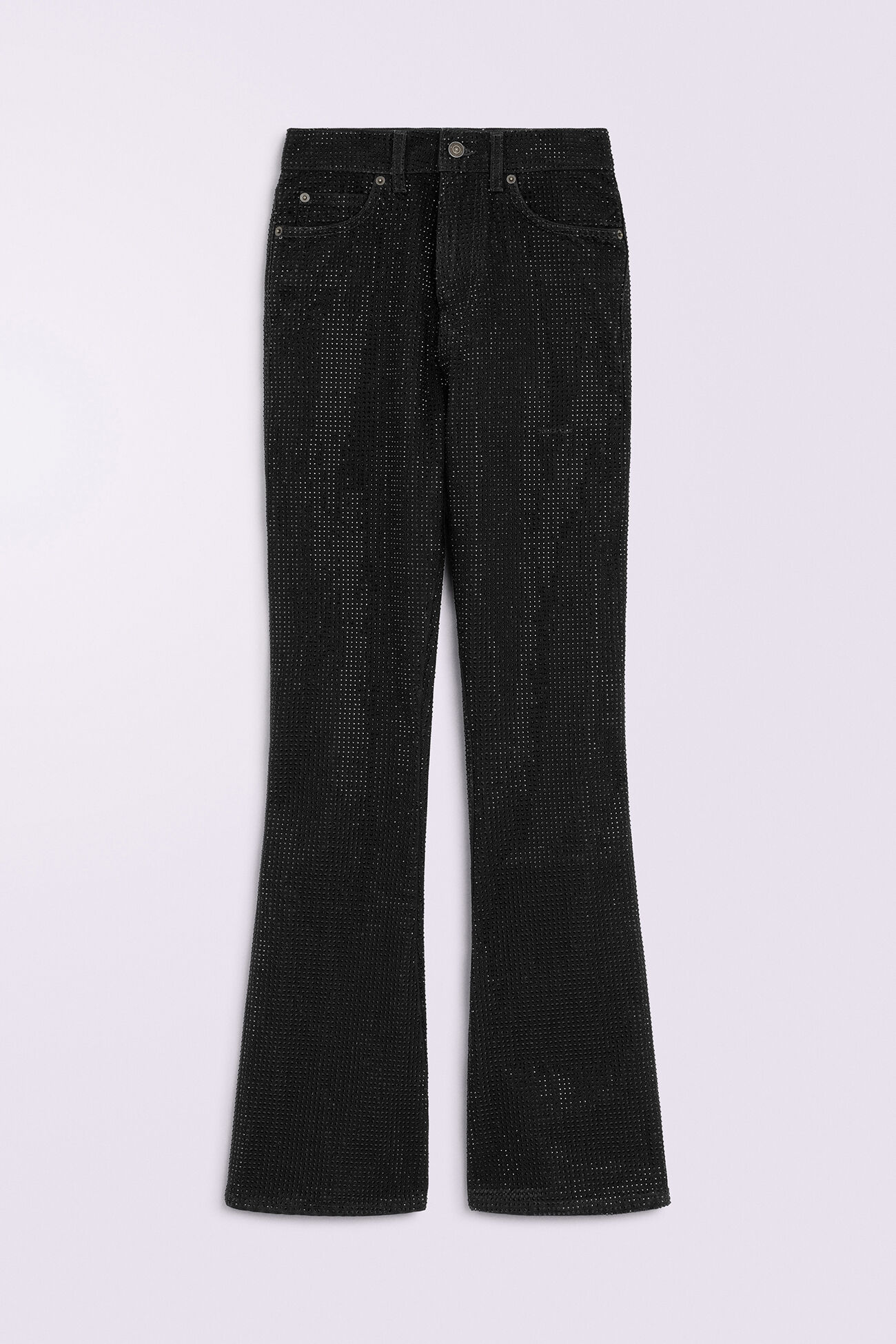 Unisex Rhinestone Flare Jeans Black