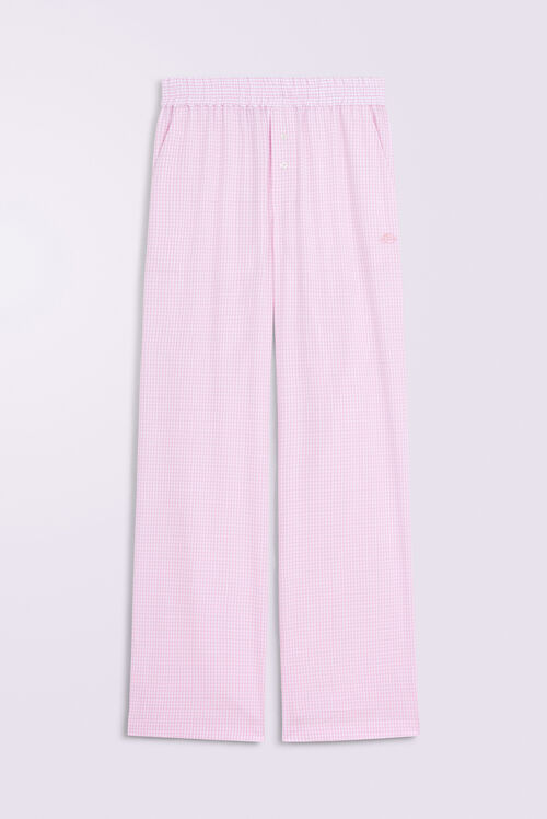 Unisex Gingham Logo Trousers Pink
