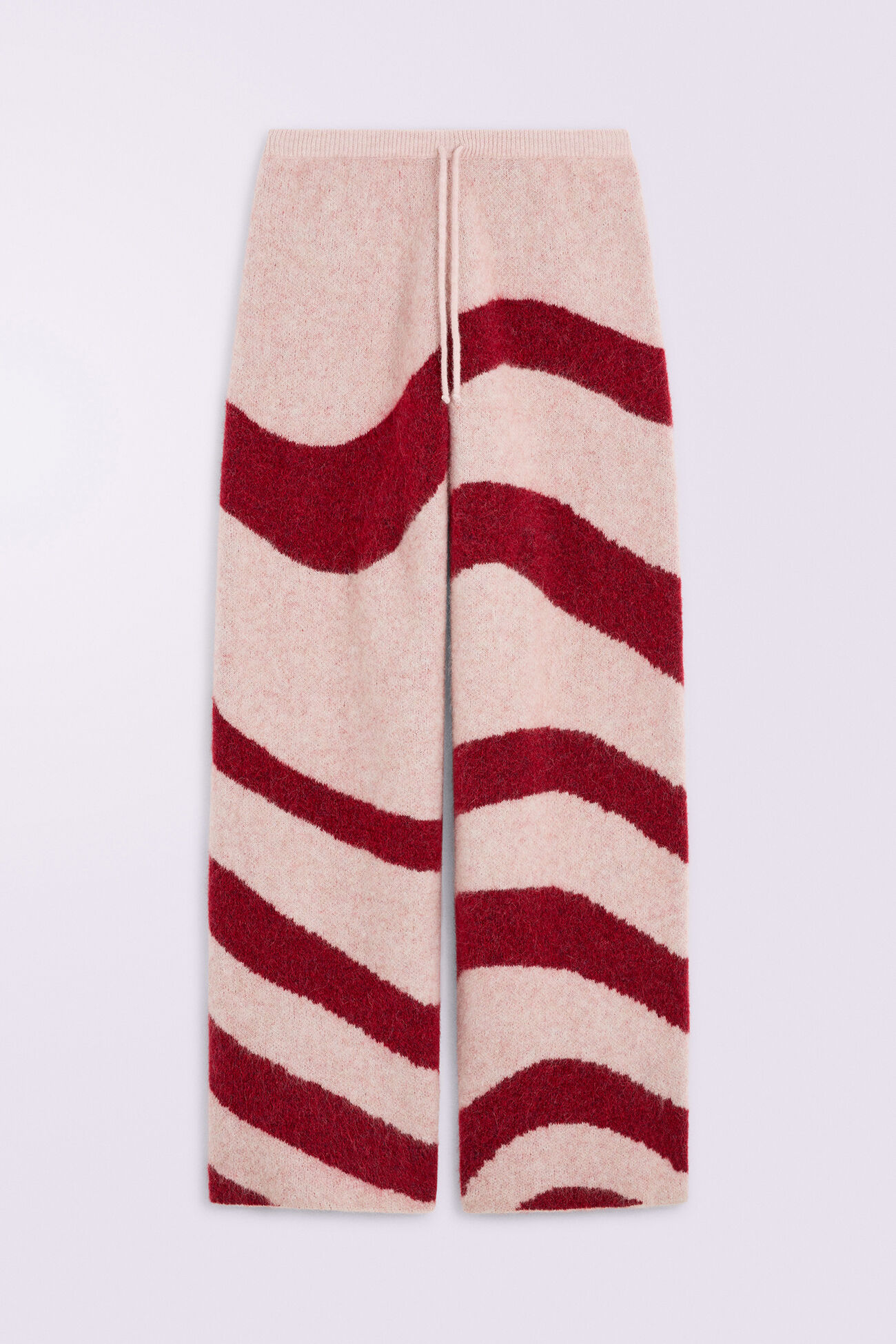 Unisex Candy Stripe Knit Trousers Red