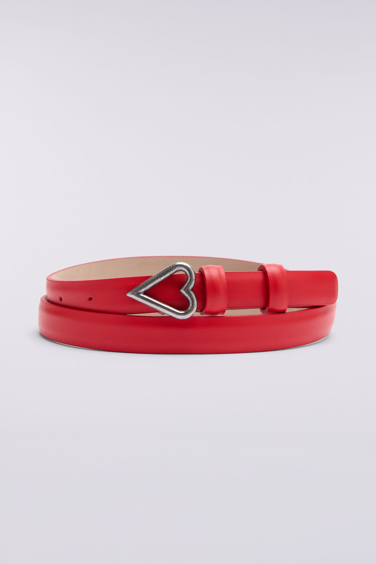 Heart Leather Belt Red