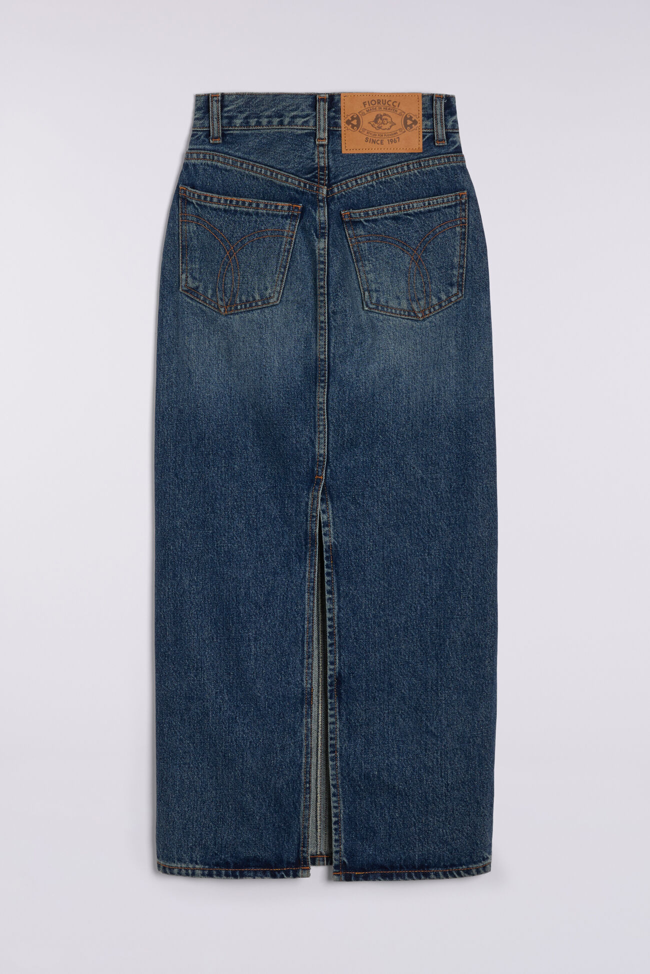 Denim Midi Skirt Mid Blue