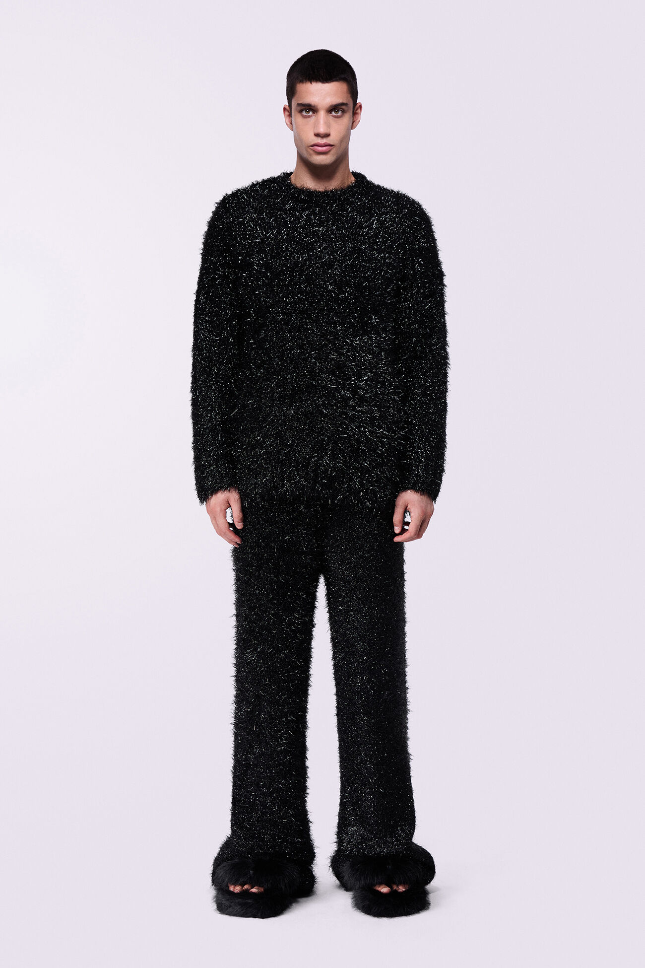 Unisex Metallic Knit Trousers Black