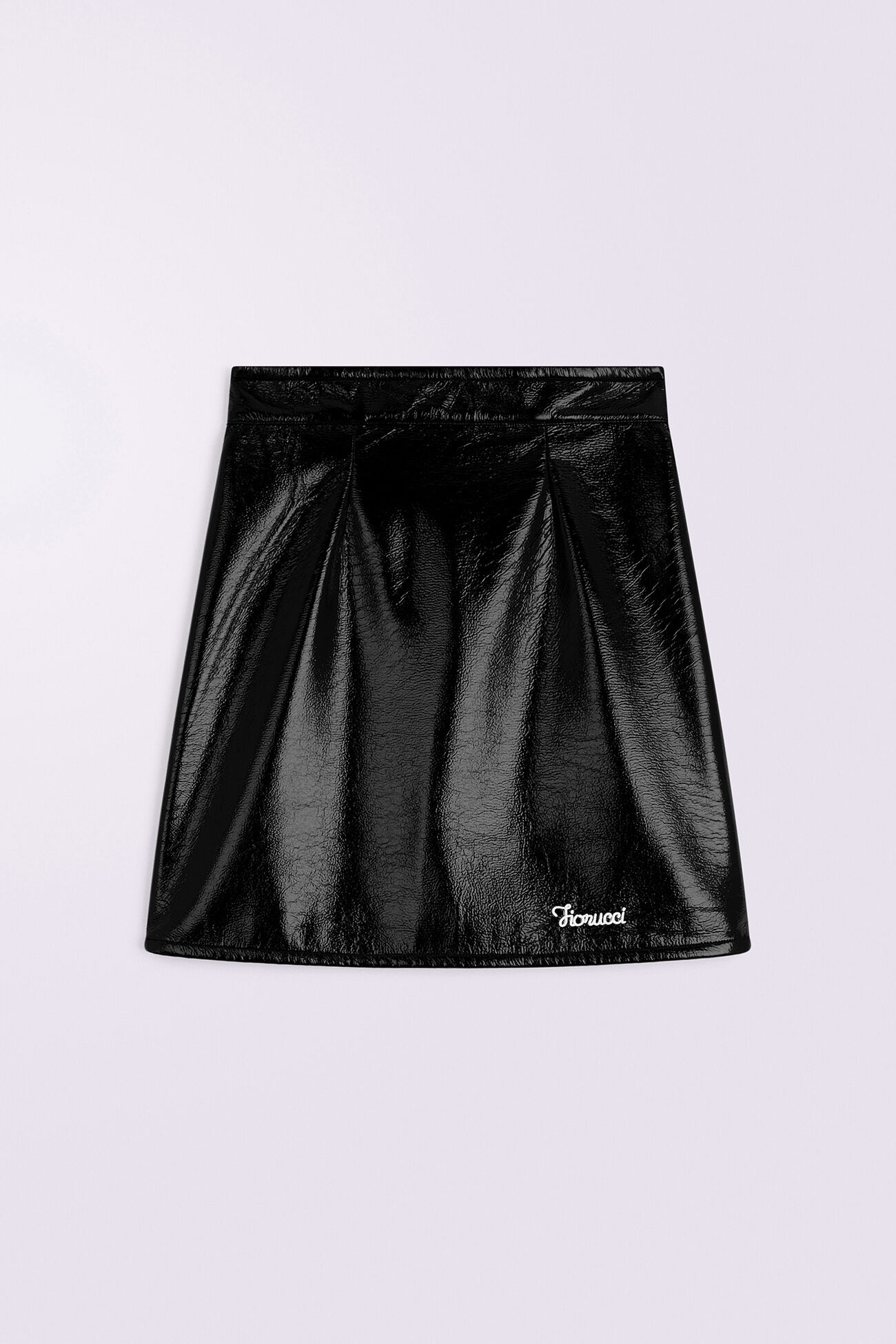 Logo Embroidered Vinyl Mini Skirt Black