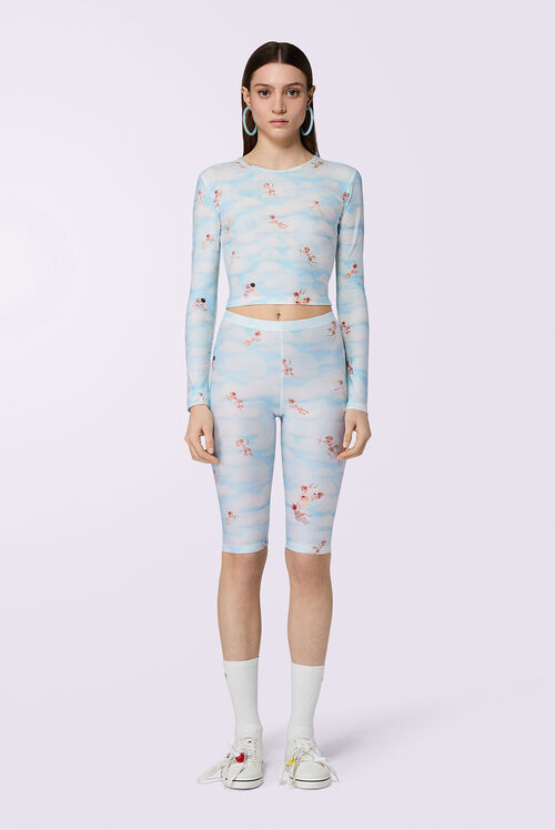 Beatitudo Print Biker Shorts Blue