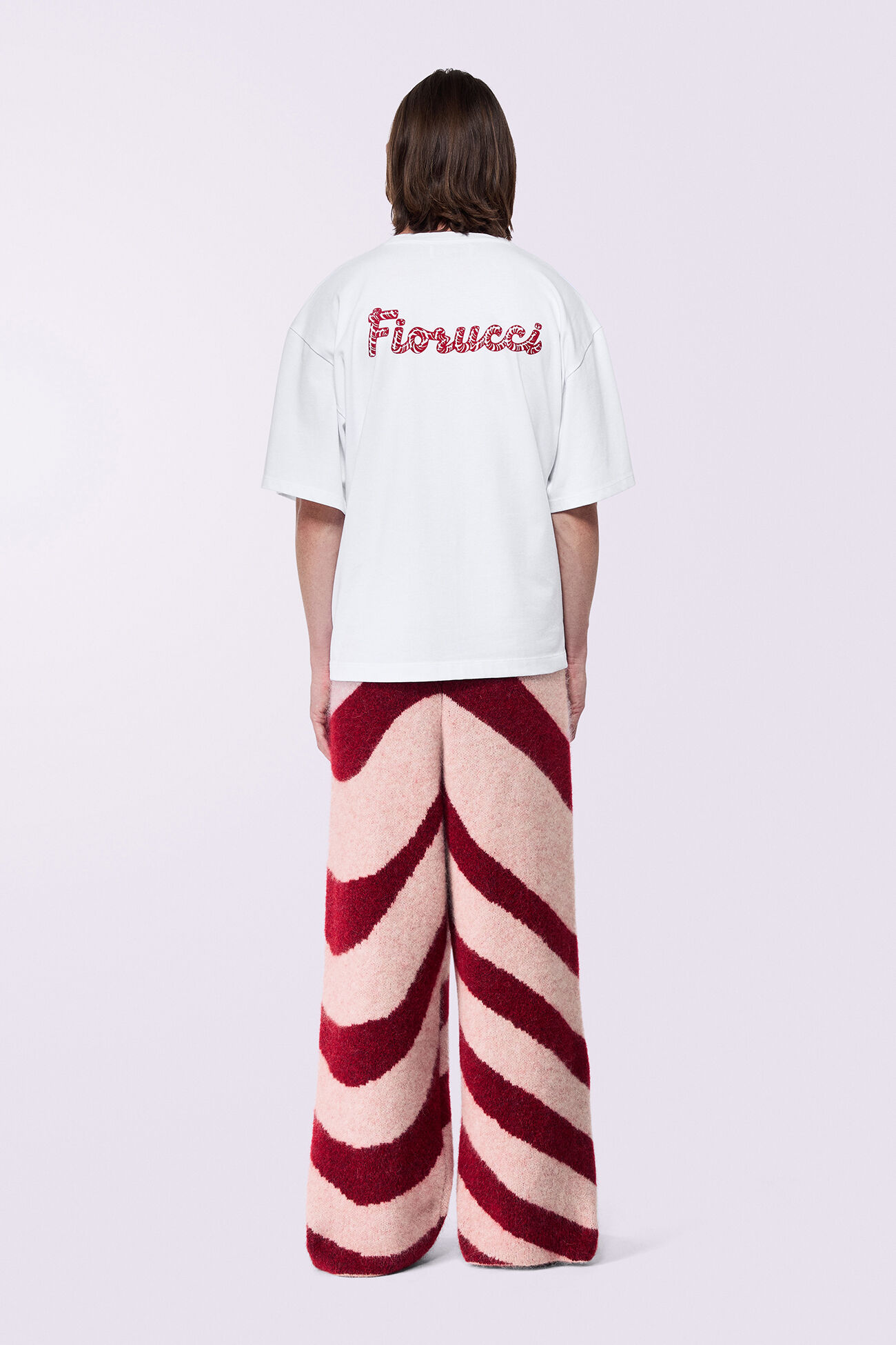 Unisex Candy Stripe Knit Trousers Red
