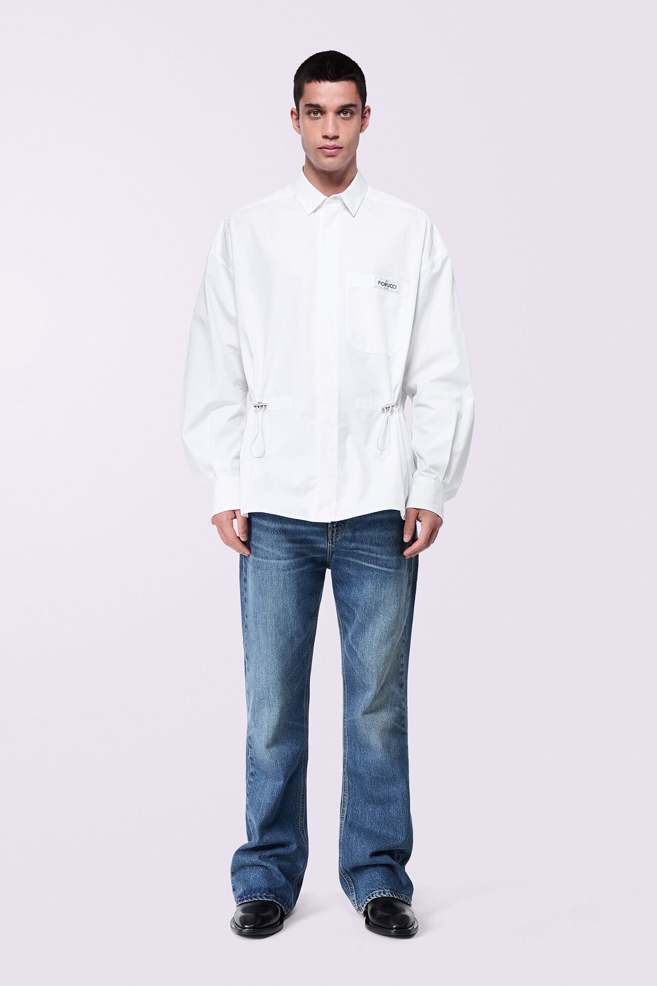 Unisex Label Patch Shirt White