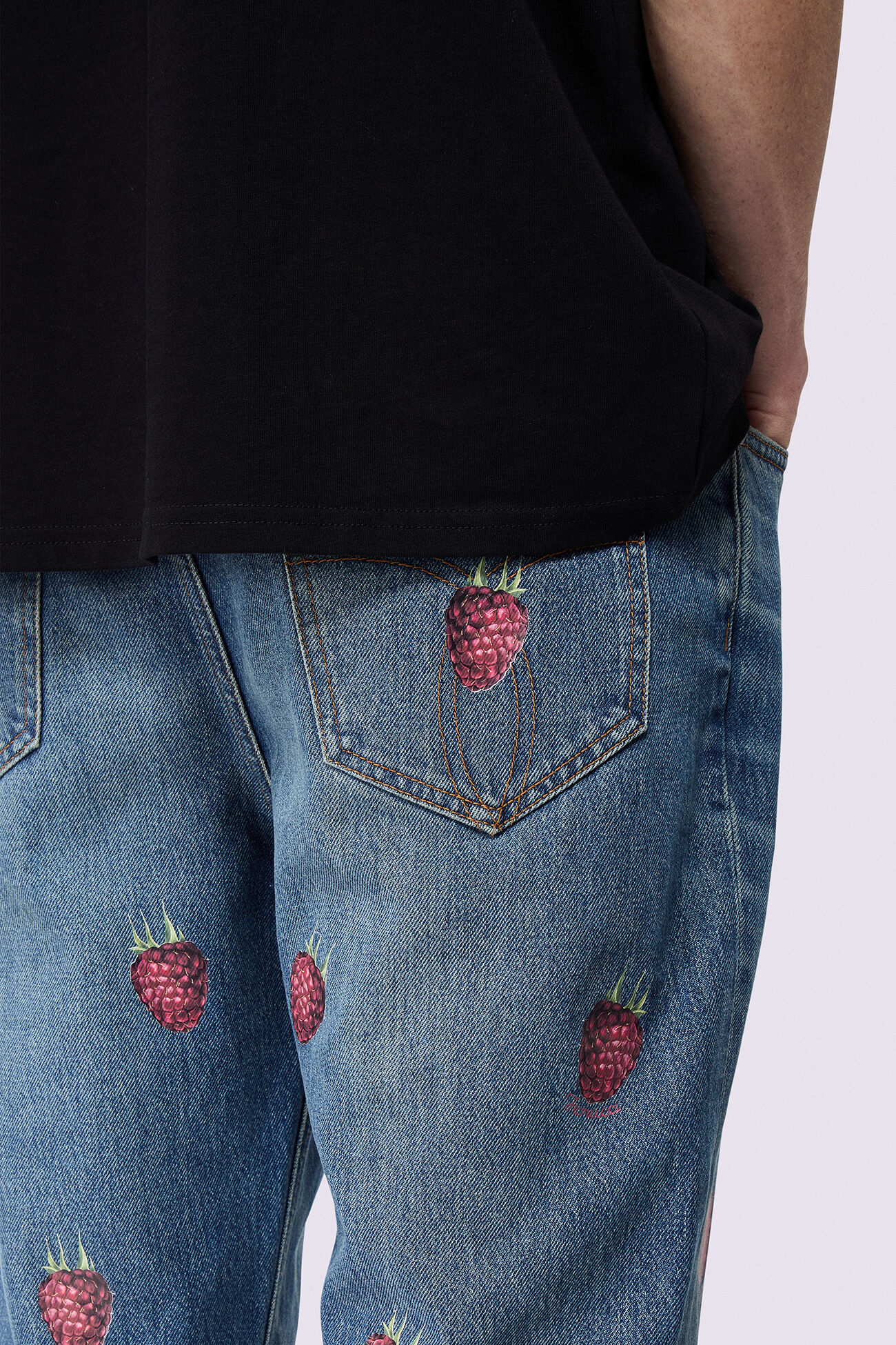 Unisex Raspberry Flare Jeans Mid Blue