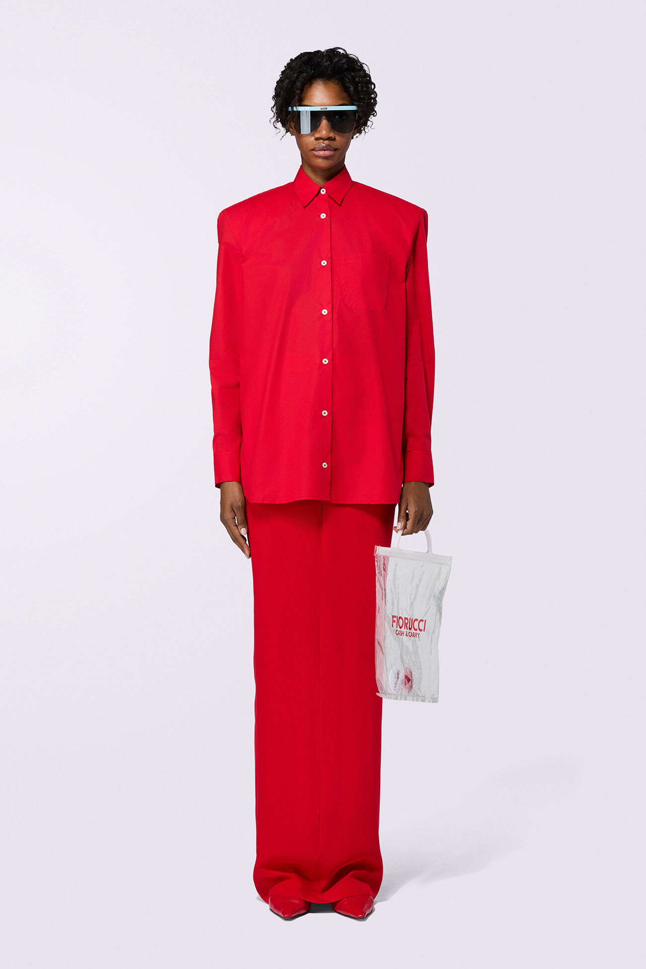 Embroidered Padded Shirt Red