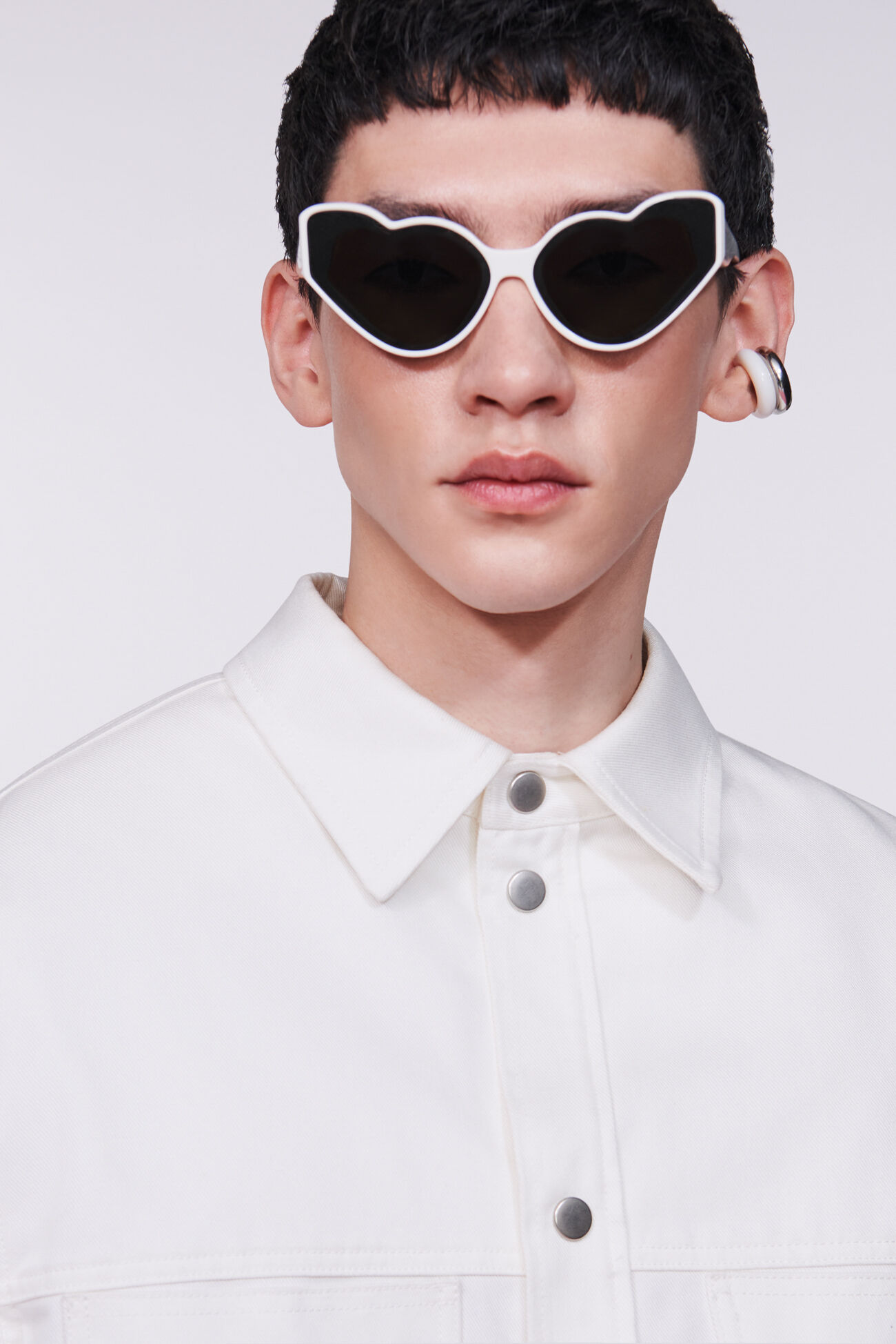 Unisex Fringe Gabardine Shirt White