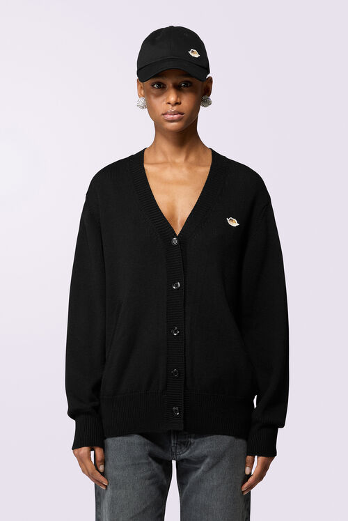 Angels Patch Knit Cardigan Black