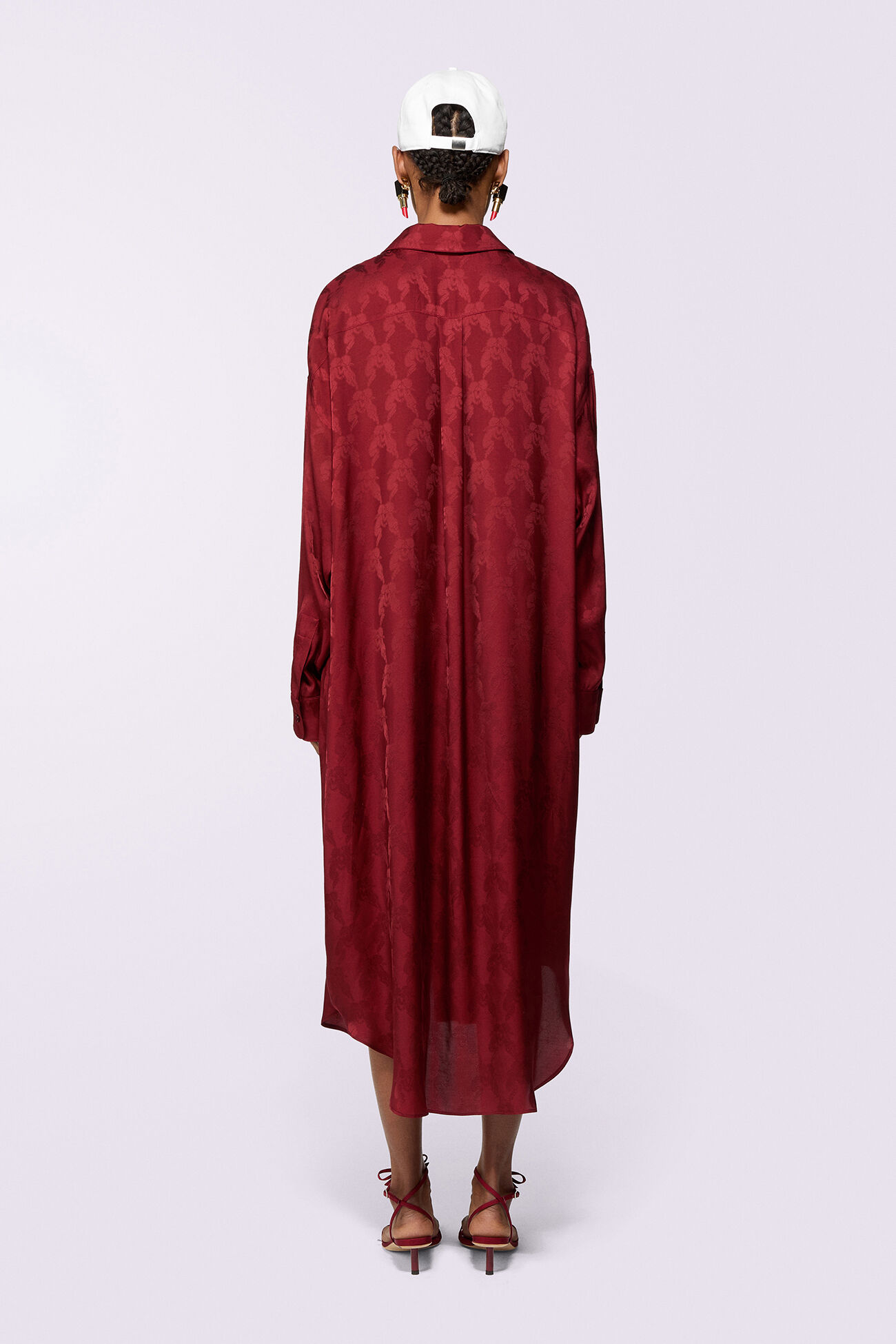 Kissing Angels Jacquard Shirt Dress Red