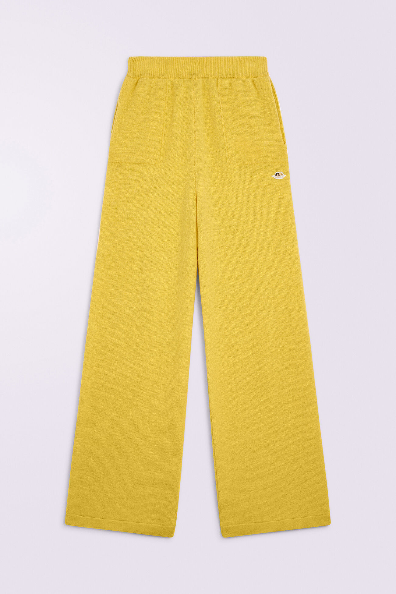 Angels Patch Cashmere Trousers Yellow