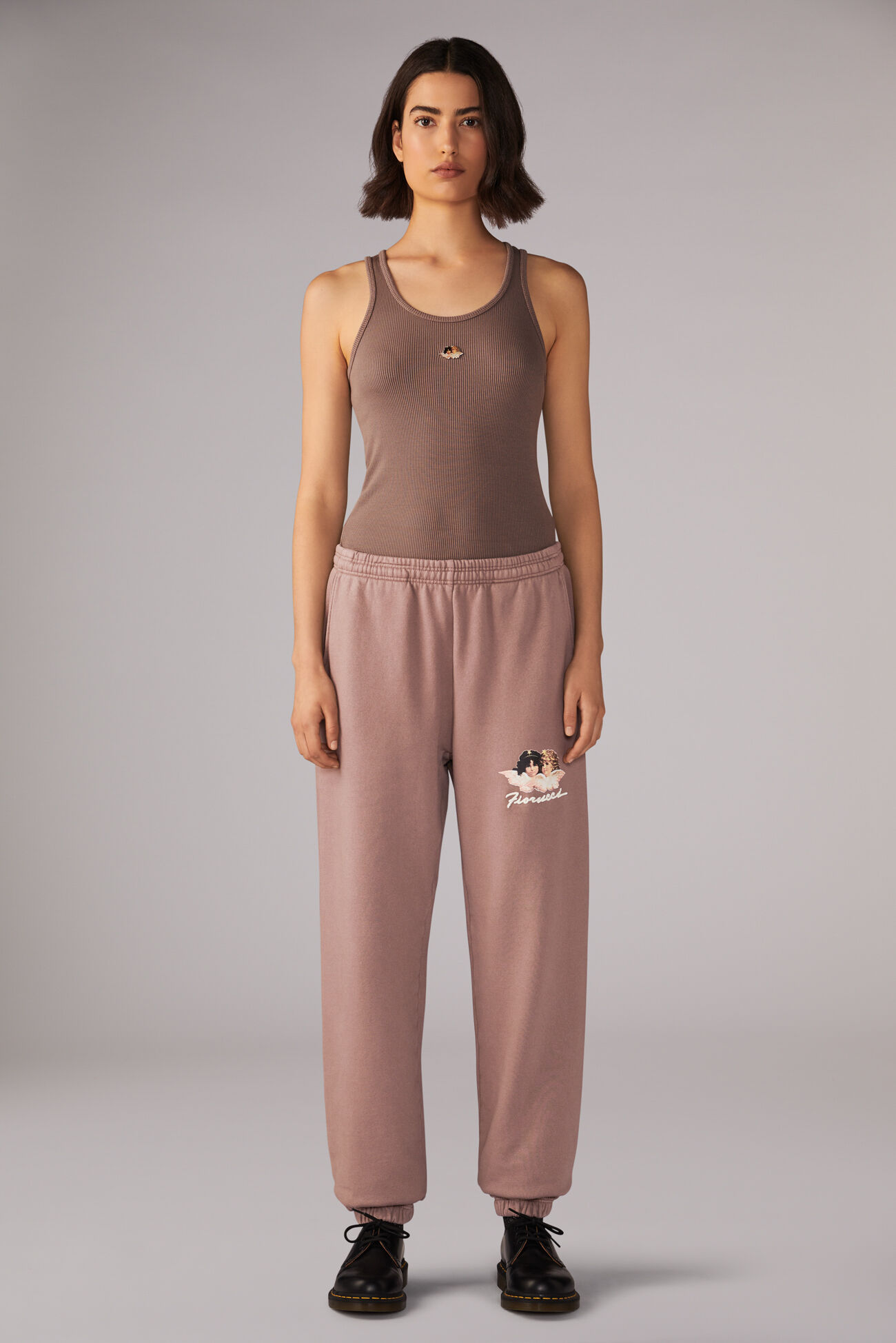 Fiorucci Official Online Store Angels Squiggle Logo Joggers Brown Fiorucci