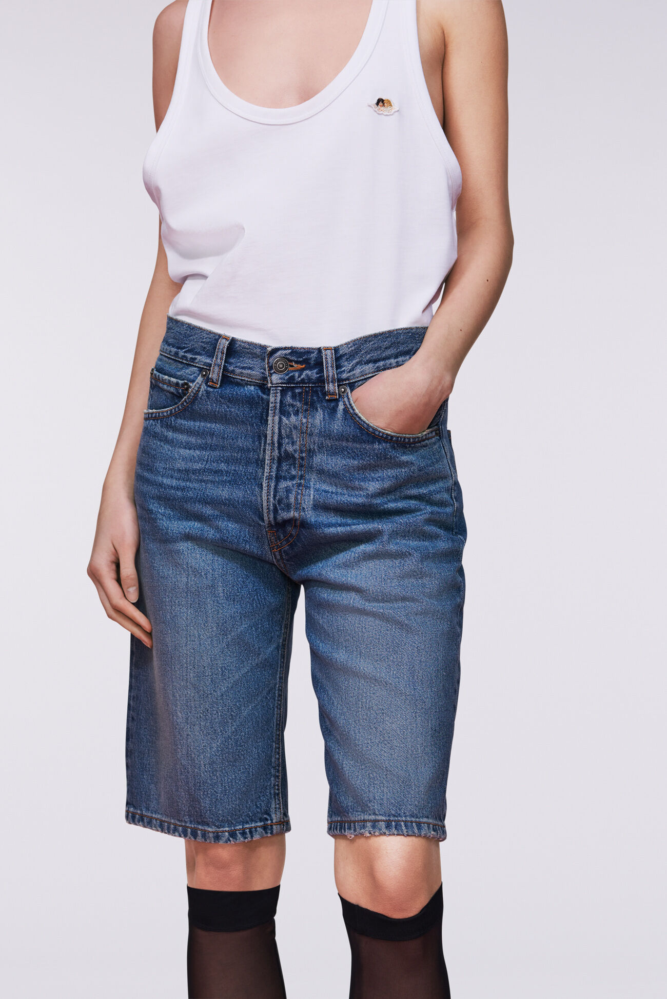 Denim Bermuda Shorts Mid Blue