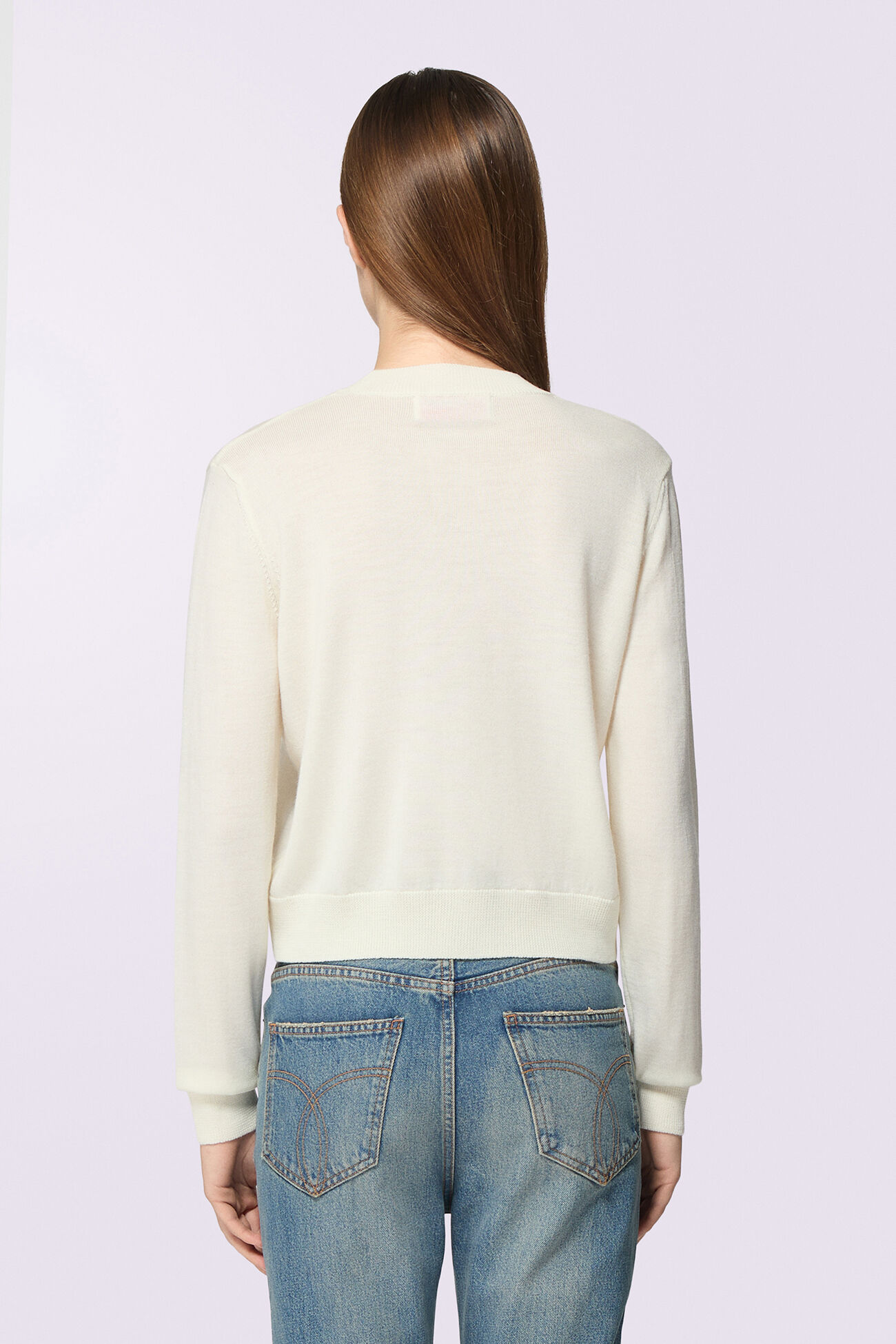 Angels Patch Knit Cardigan Cream