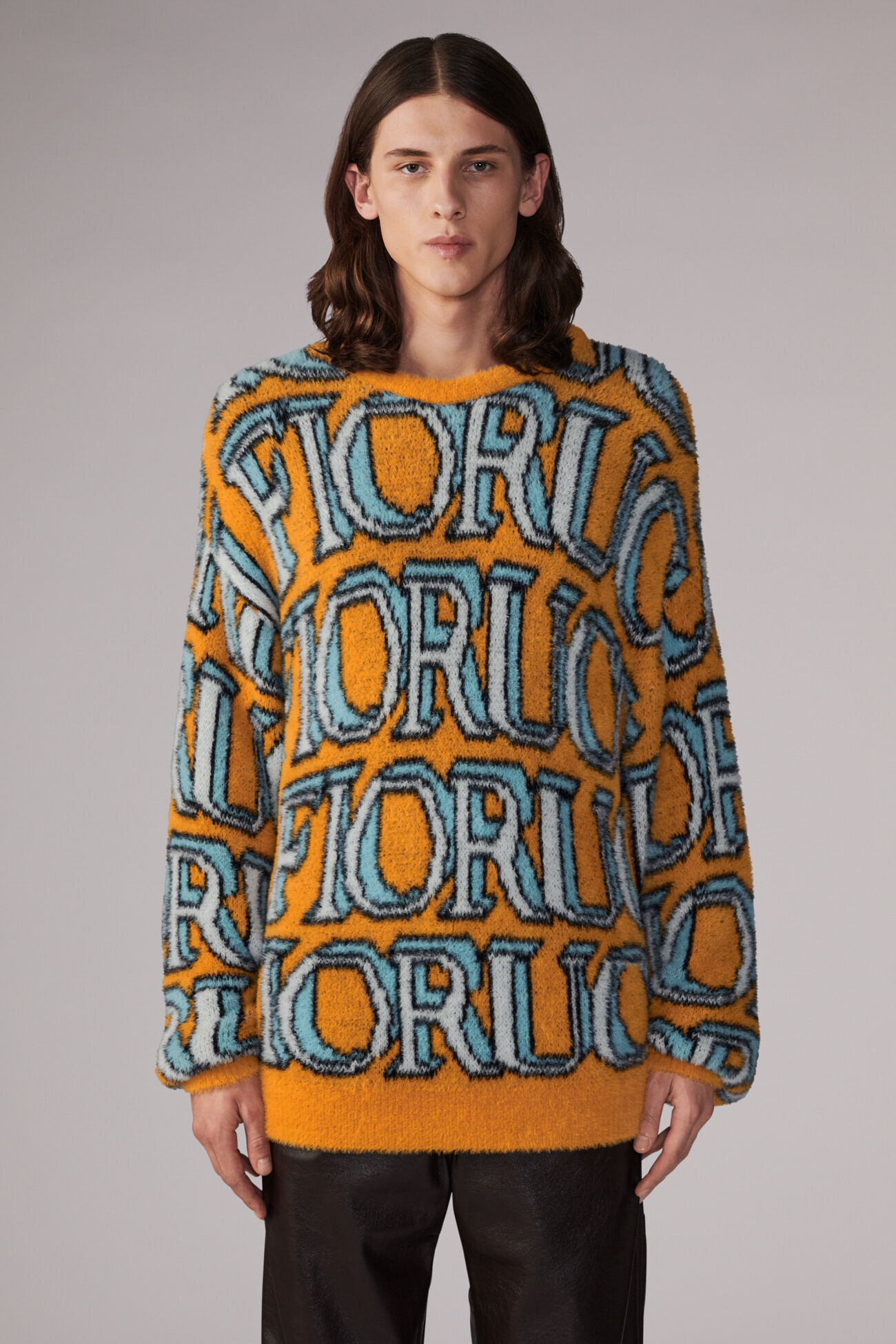 Unisex Monogram Logo Knit Jumper Orange