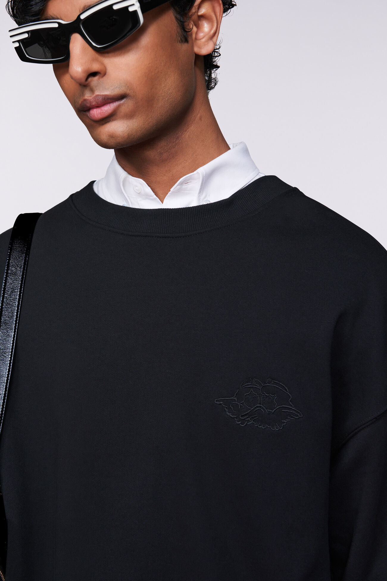 Angels Embroidered Sweatshirt Black