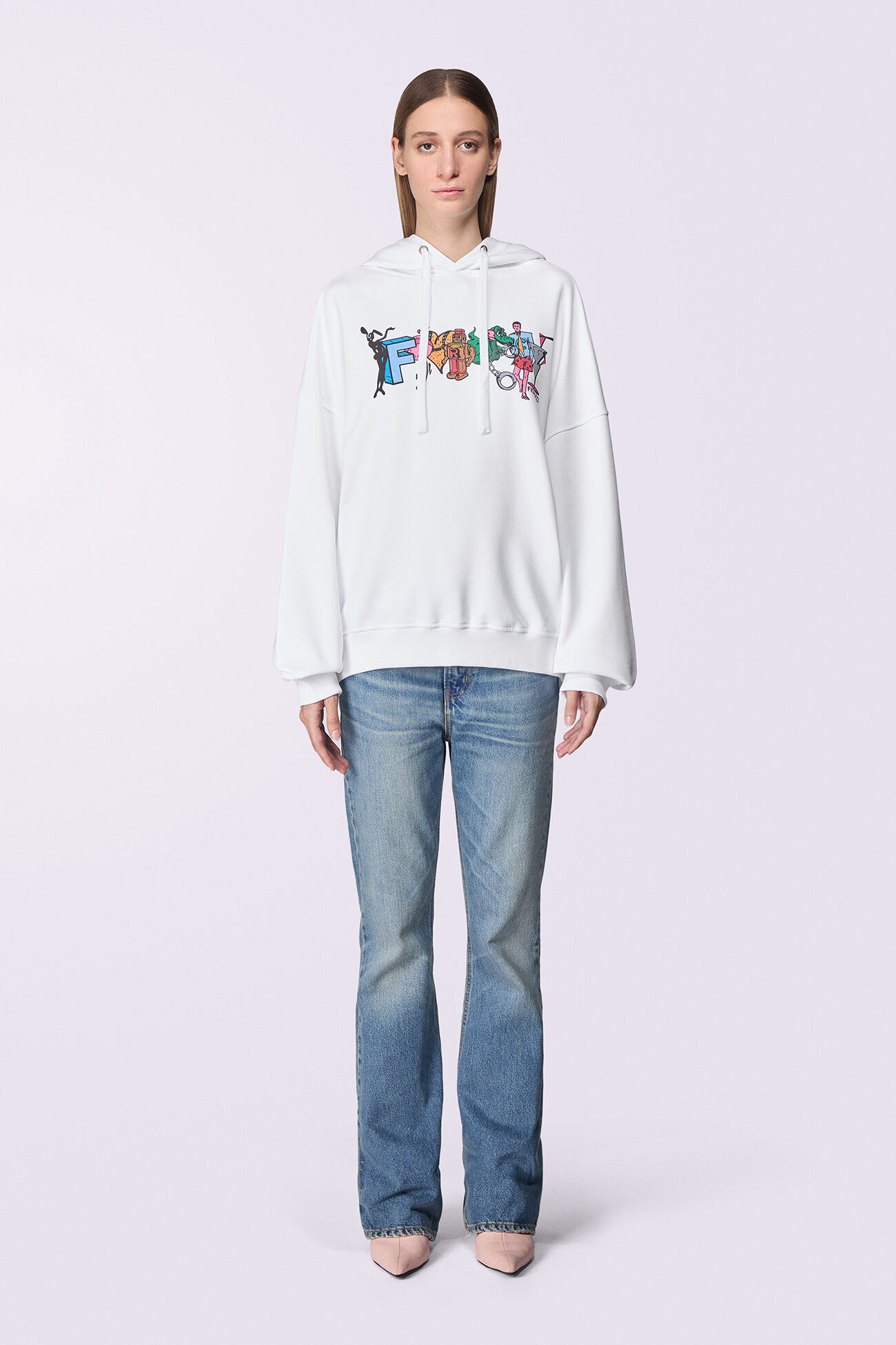 Unisex Toon Logo Hoodie White