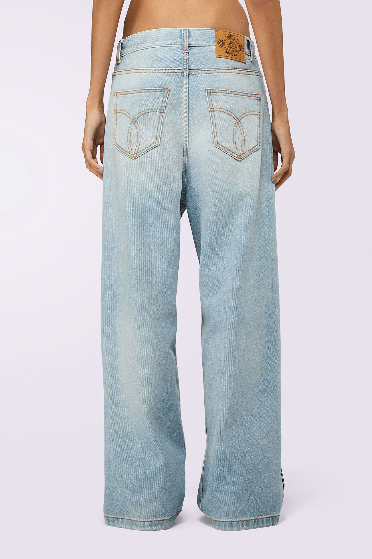 Tricolor Stripe Baggy Jeans Light Blue