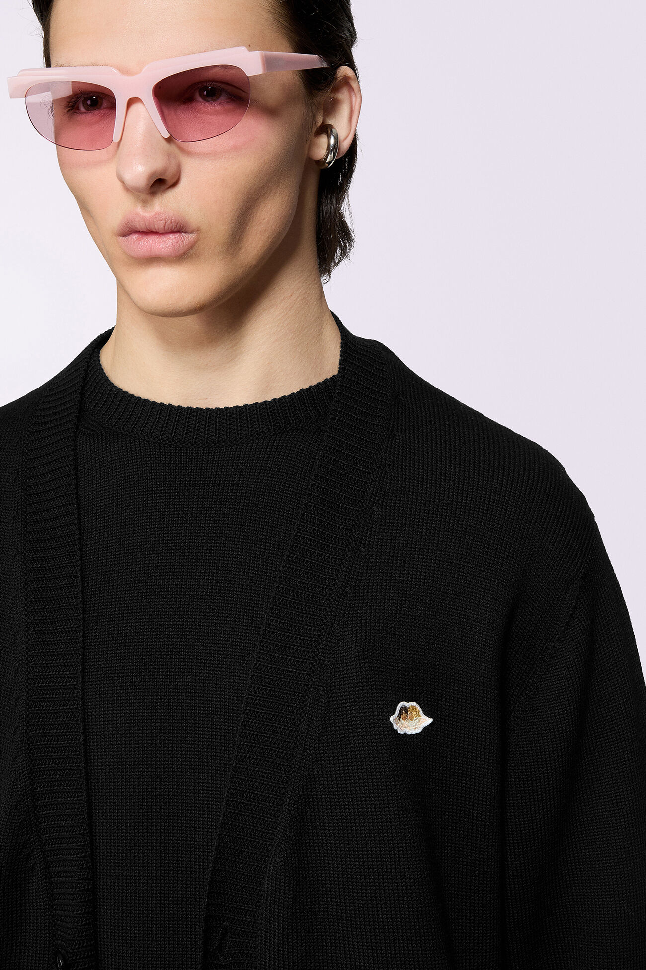 Angels Patch Knit Cardigan Black