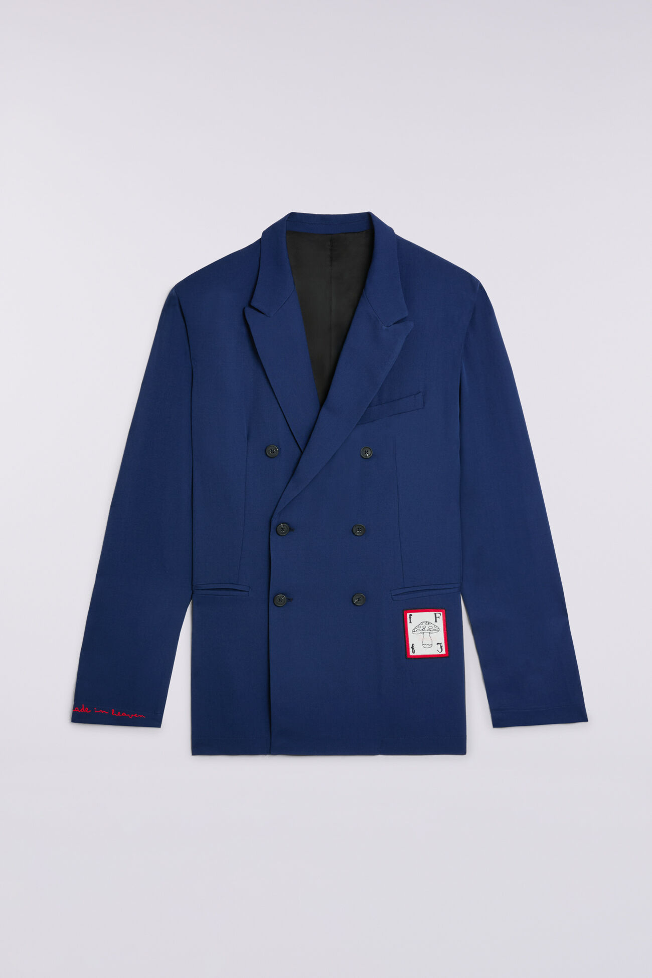 Double Breasted Patch Blazer Blue