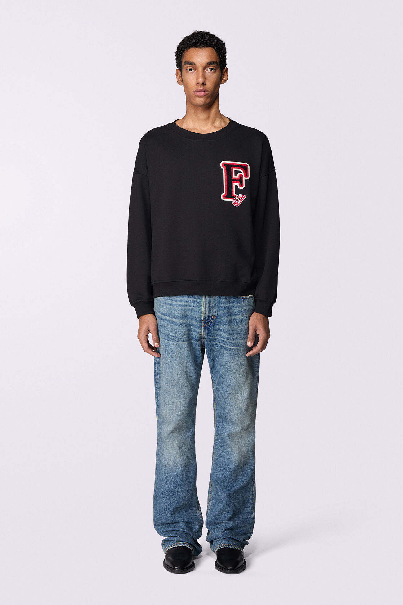 Unisex Varsity Patch Sweatshirt Black