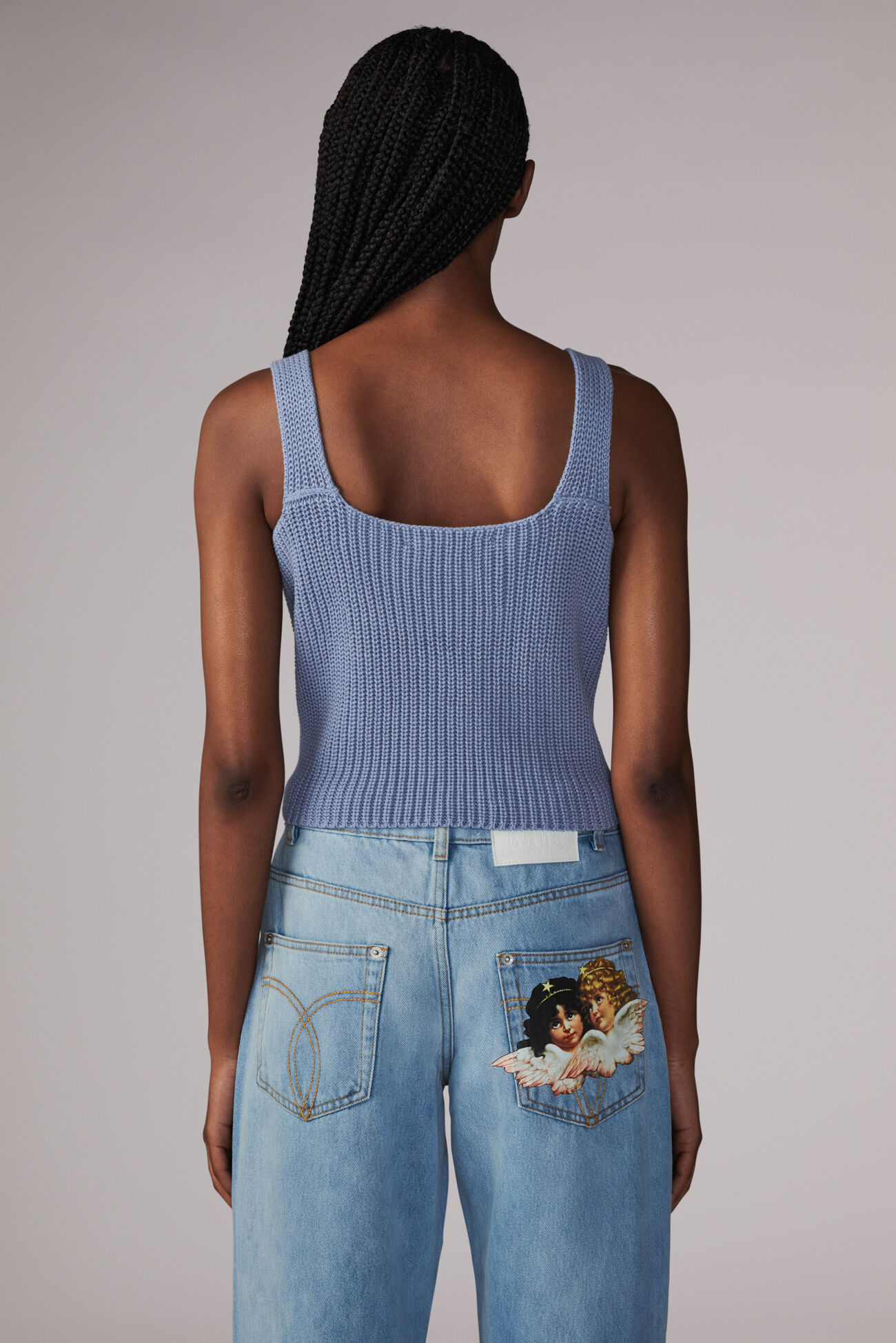 Squiggle Logo Crochet Top Blue