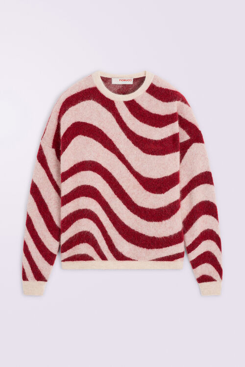 Unisex Candy Stripe Knit Jumper Red